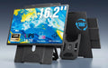 Portable monitor with stand on a gradient background, featuring BazaarBox logo.