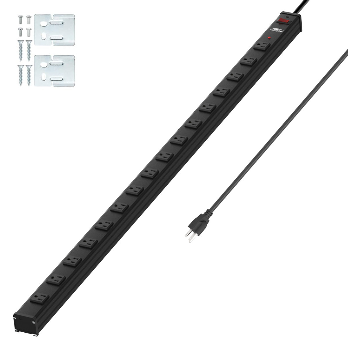 CRST 16-fach Metall-Steckdosenleiste mit Überspannungsschutz, 1800 Joule, 2,6" extra breite Steckdosen für große Adapter, 4,5m Schwerlastkabel, Industrielles, montierbares Design mit EMI-Filter