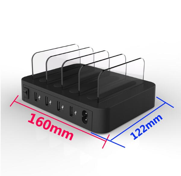 4-Port 24W USB Charging Station Dock — Desktop Multi-Device Phone Charger