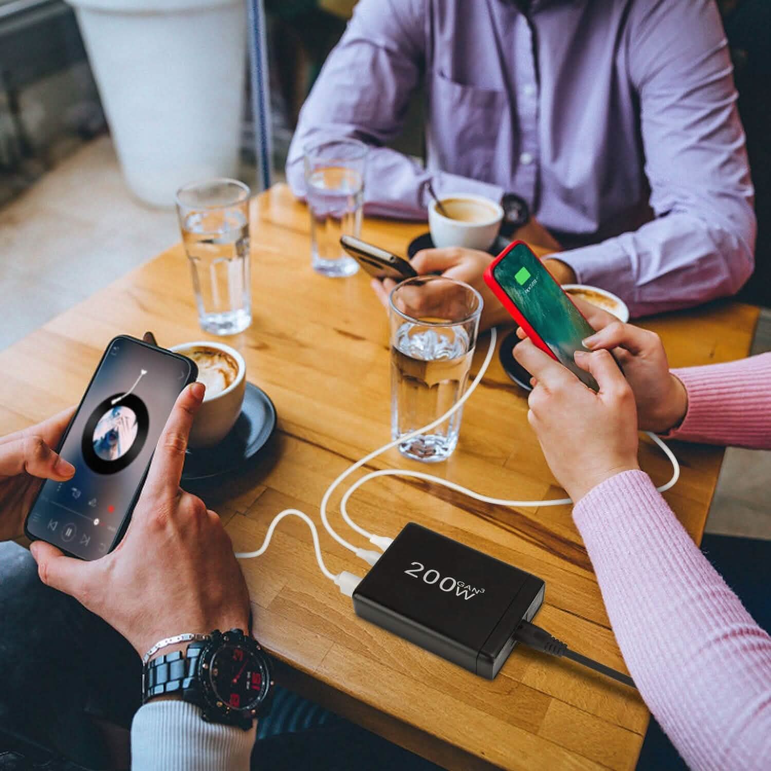 200W GaN Charging Station — 6-Port USB-C PD & USB-A Fast Wall Charger