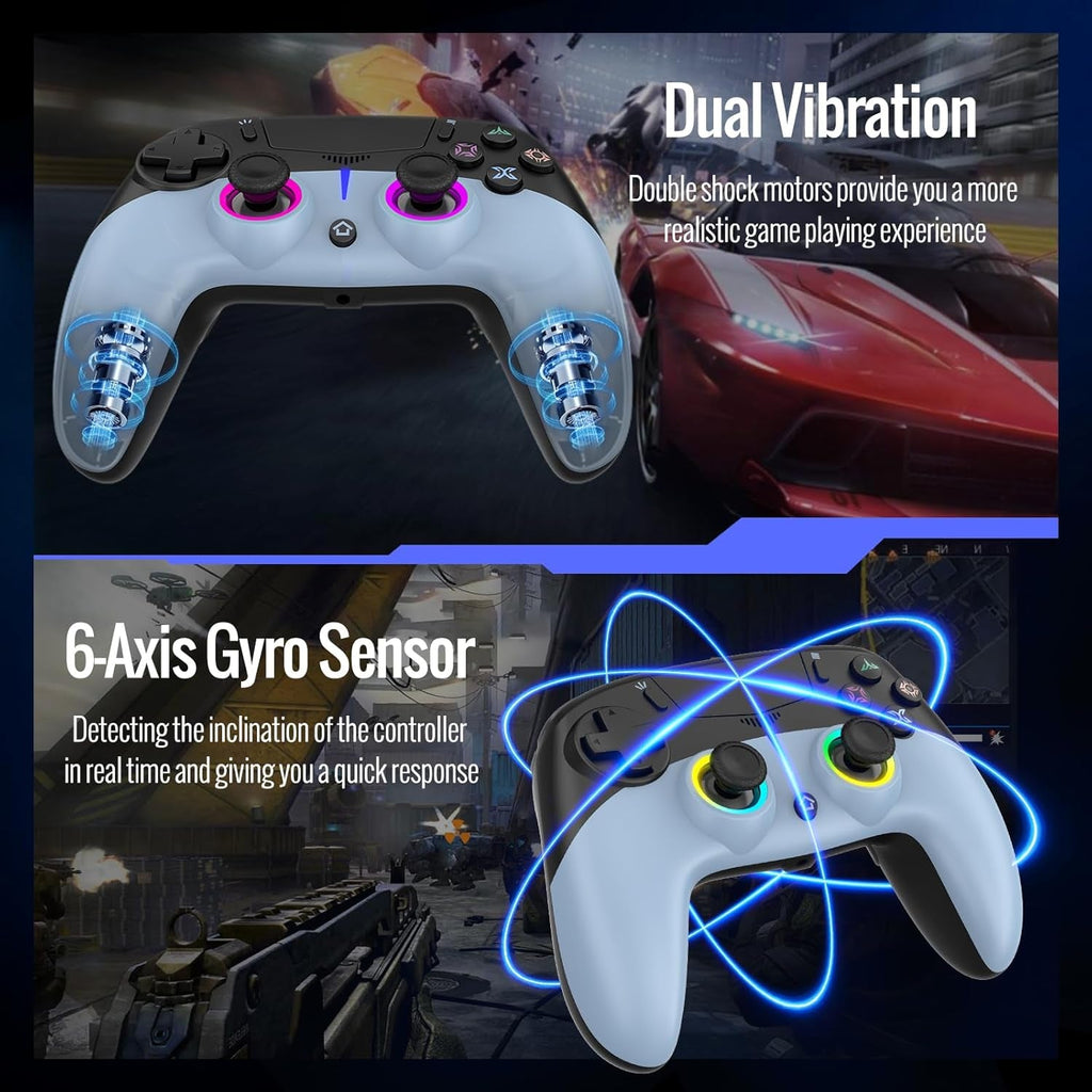 Kabelloser PS5 Controller mit Hall-Effekt-Sticks, RGB-Beleuchtung, Bewegungssteuerung, Dual-Vibration für PC