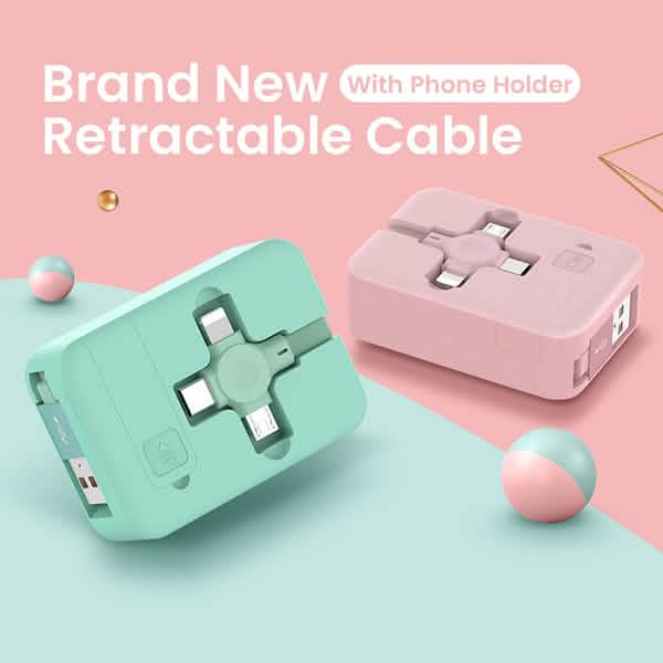 3-in-1 tragbares, einziehbares Ladekabel