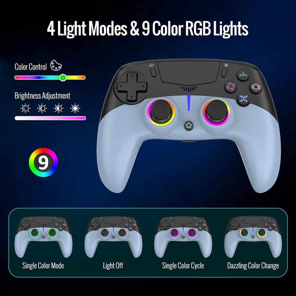 Kabelloser PS5 Controller mit Hall-Effekt-Sticks, RGB-Beleuchtung, Bewegungssteuerung, Dual-Vibration für PC