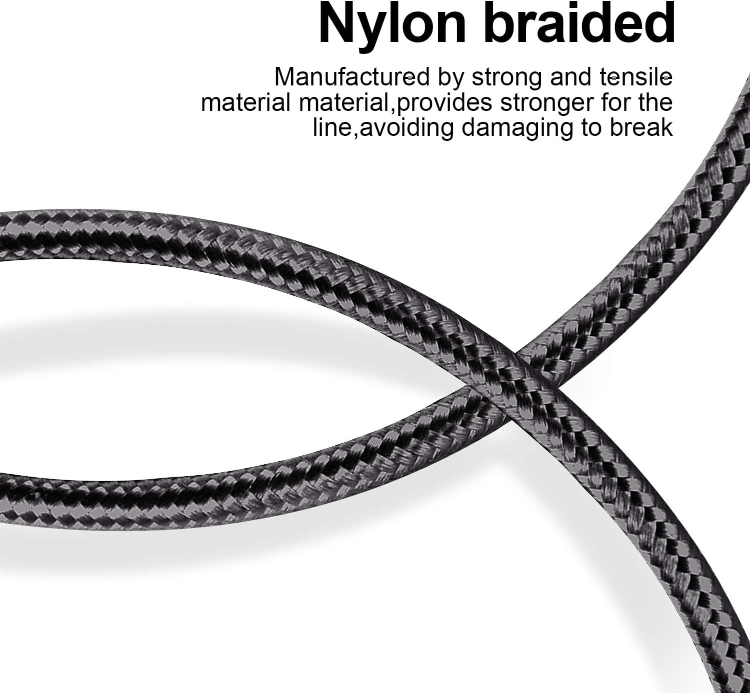 qCable C180 USB-C to USB-C Cable | 60W Fast Charging | 5.9ft Braided Nylon | Black
