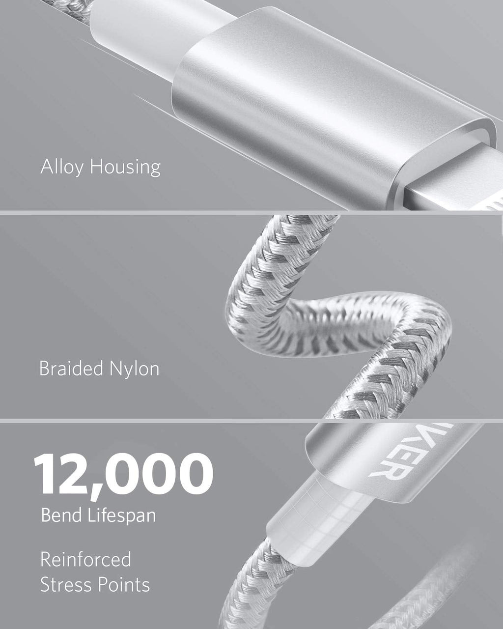 Anker 331 USB-C to Lightning Cable, MFi Certified, Nylon Braided, Fast Charge for iPhone, 1ft / 6ft / 10ft