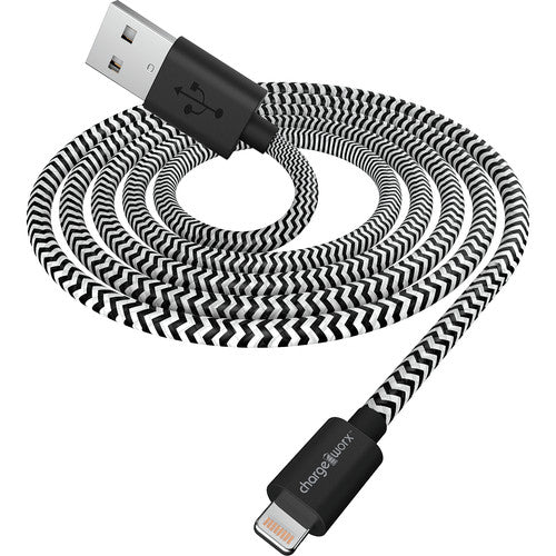 Chargeworx Geflochtenes Lightning-auf-USB-A-Ladekabel, 0,9 m, Robustes Textilkabel