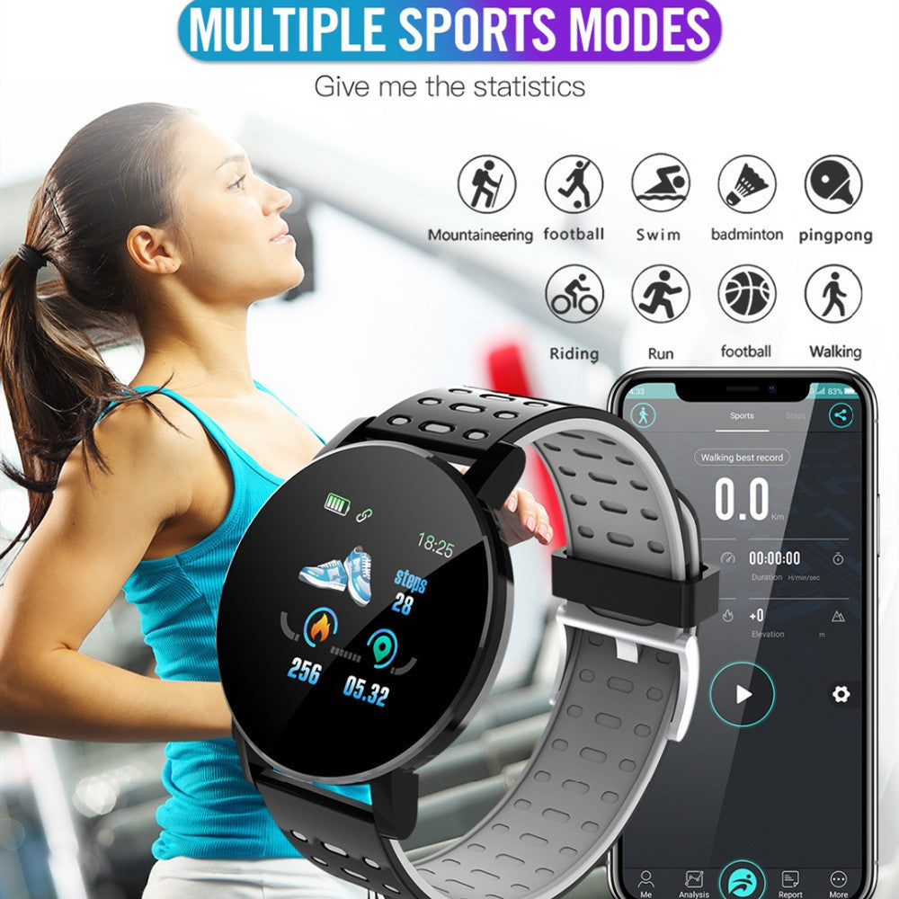 119 Plus Bluetooth Smart Watch – Heart Rate Monitor, Fitness Tracker, 7-Day Battery