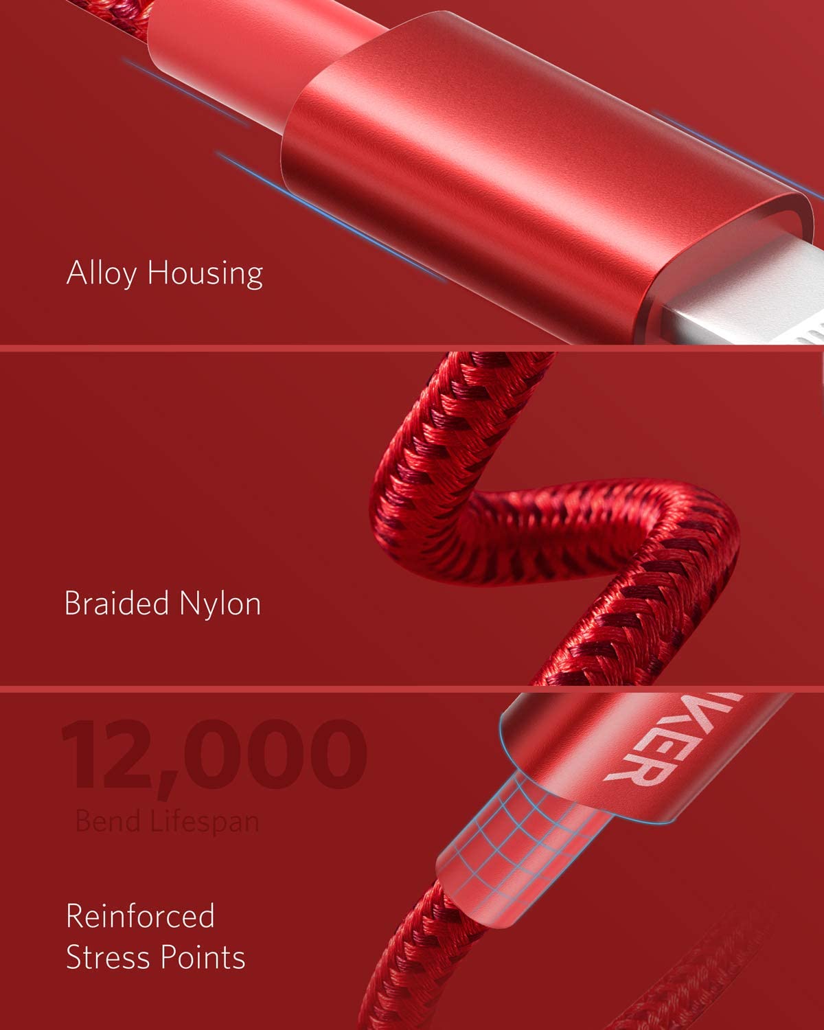 Anker 331 USB-C to Lightning Cable, MFi Certified, Nylon Braided, Fast Charge for iPhone, 1ft / 6ft / 10ft