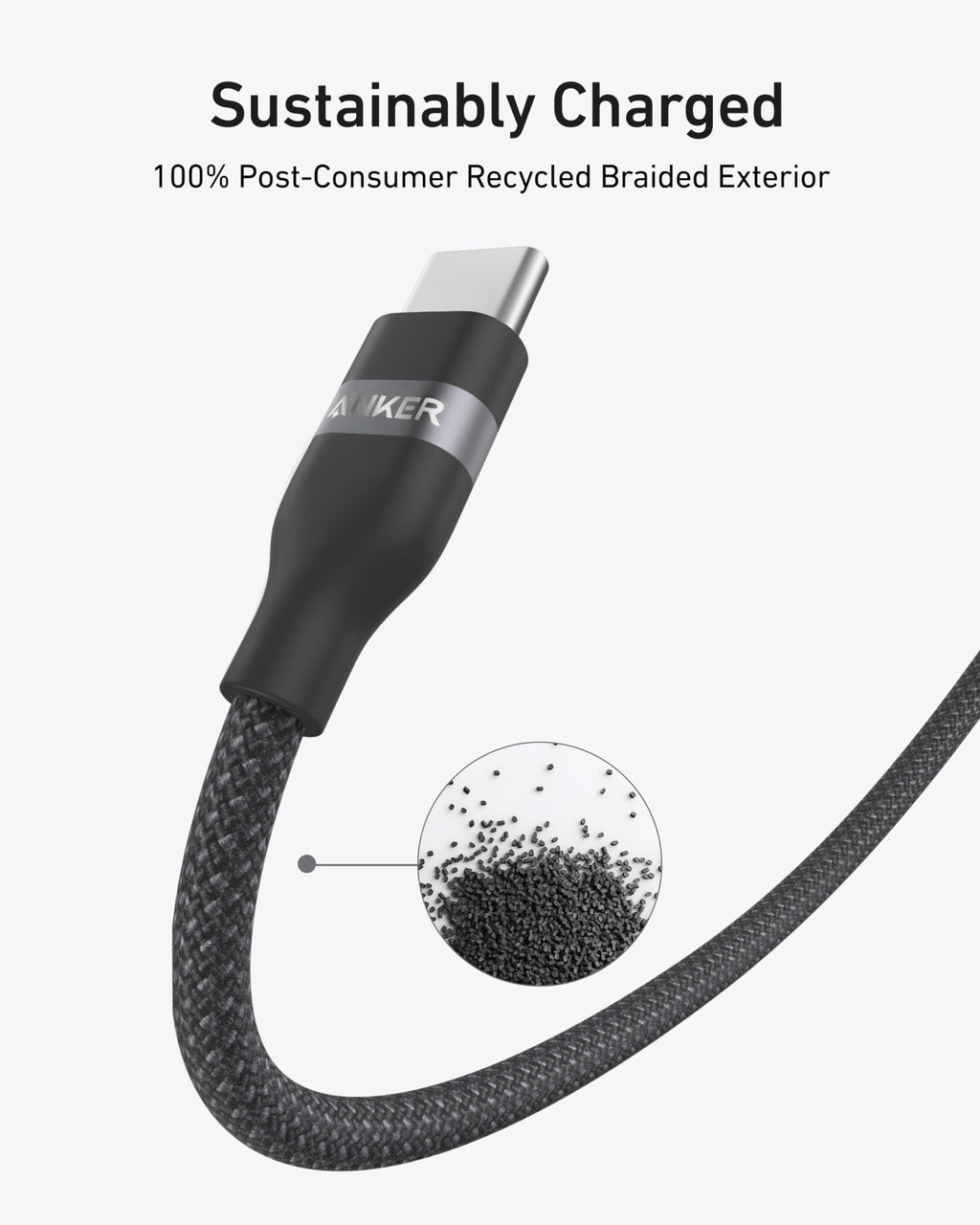 Anker USB-C auf USB-C Kabel (0,9 m / 1,8 m, 240W, Geflecht aus recycelten Materialien)