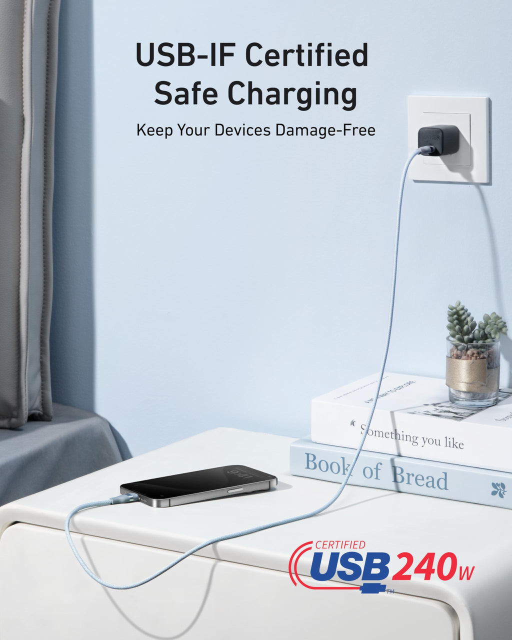 Anker USB-C auf USB-C Kabel (0,9 m / 1,8 m, 240W, Geflecht aus recycelten Materialien)