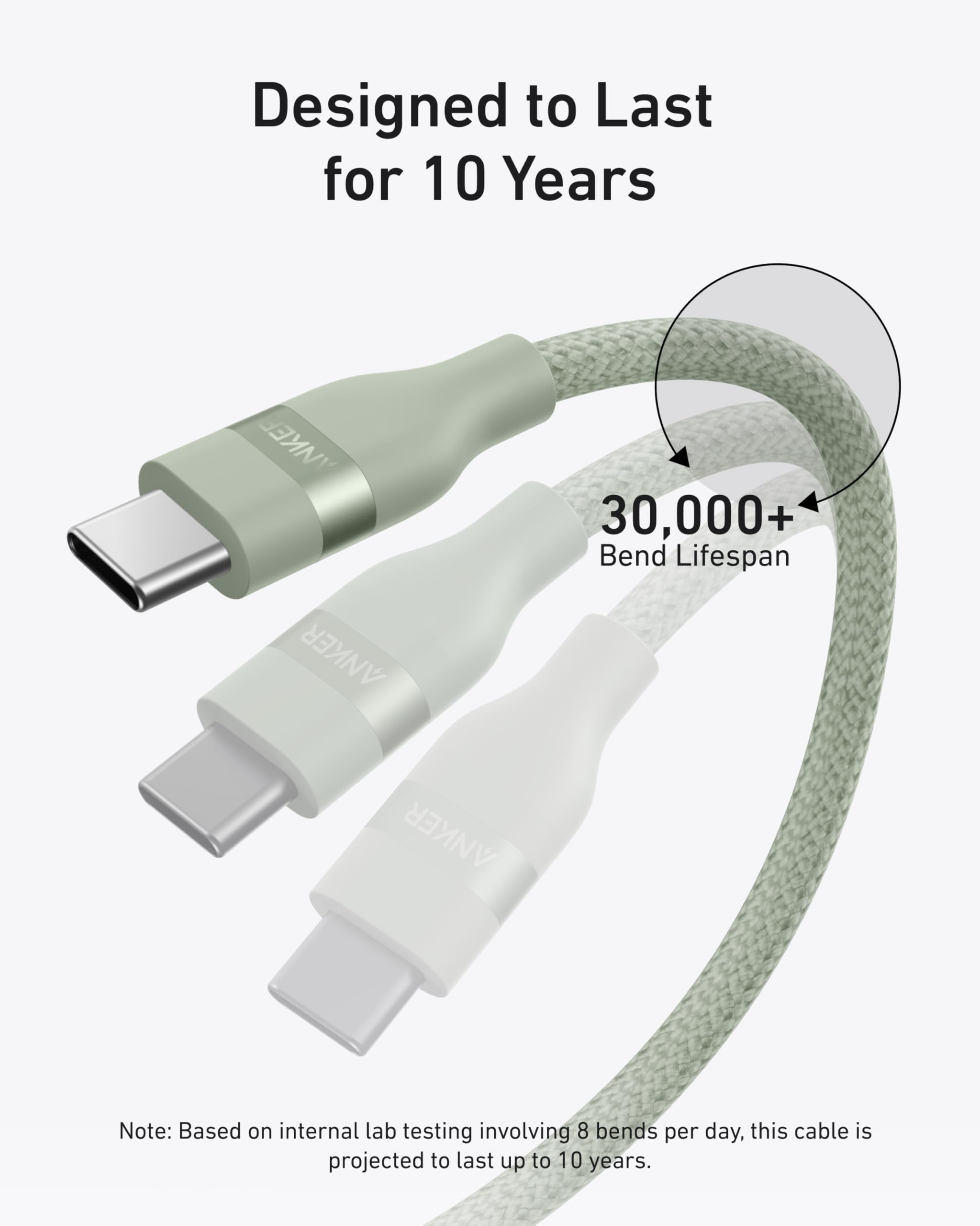 Anker USB-C auf USB-C Kabel (0,9 m / 1,8 m, 240W, Geflecht aus recycelten Materialien)