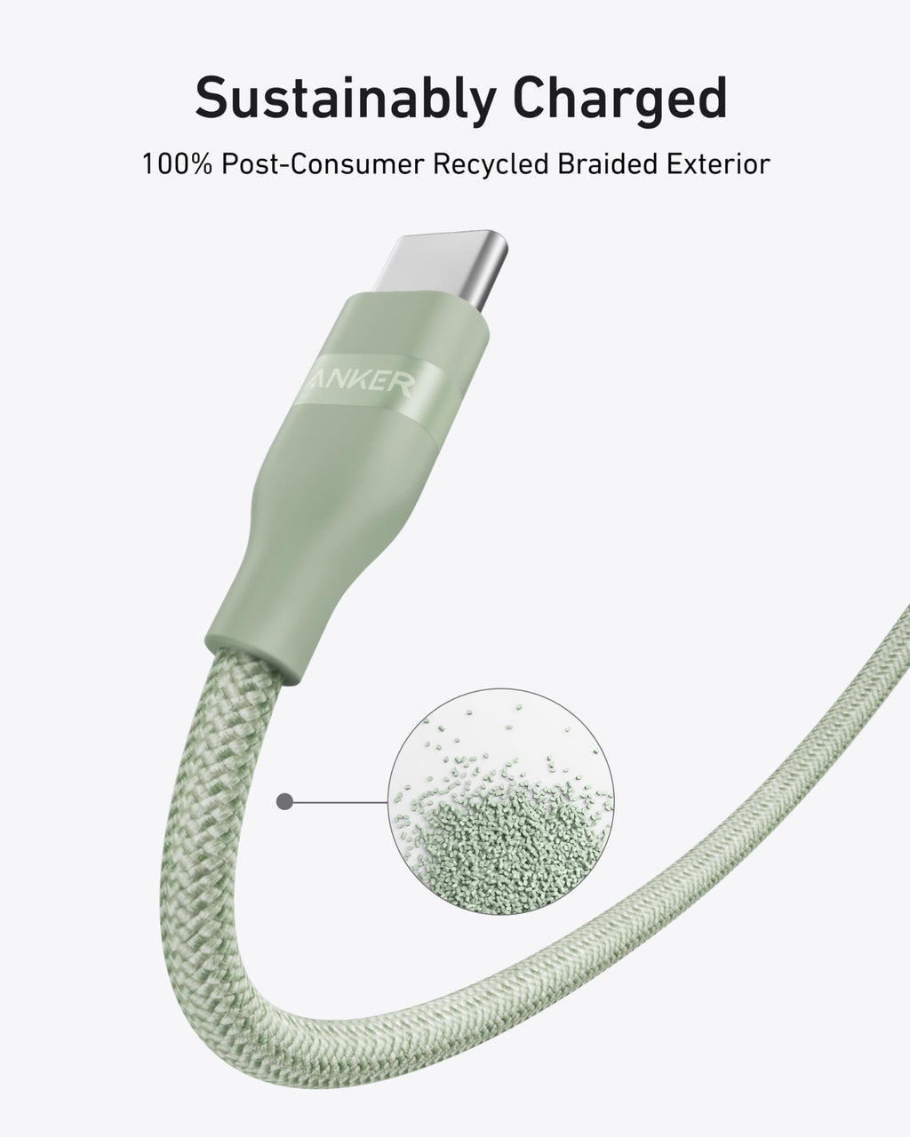 Anker USB-C auf USB-C Kabel (0,9 m / 1,8 m, 240W, Geflecht aus recycelten Materialien)