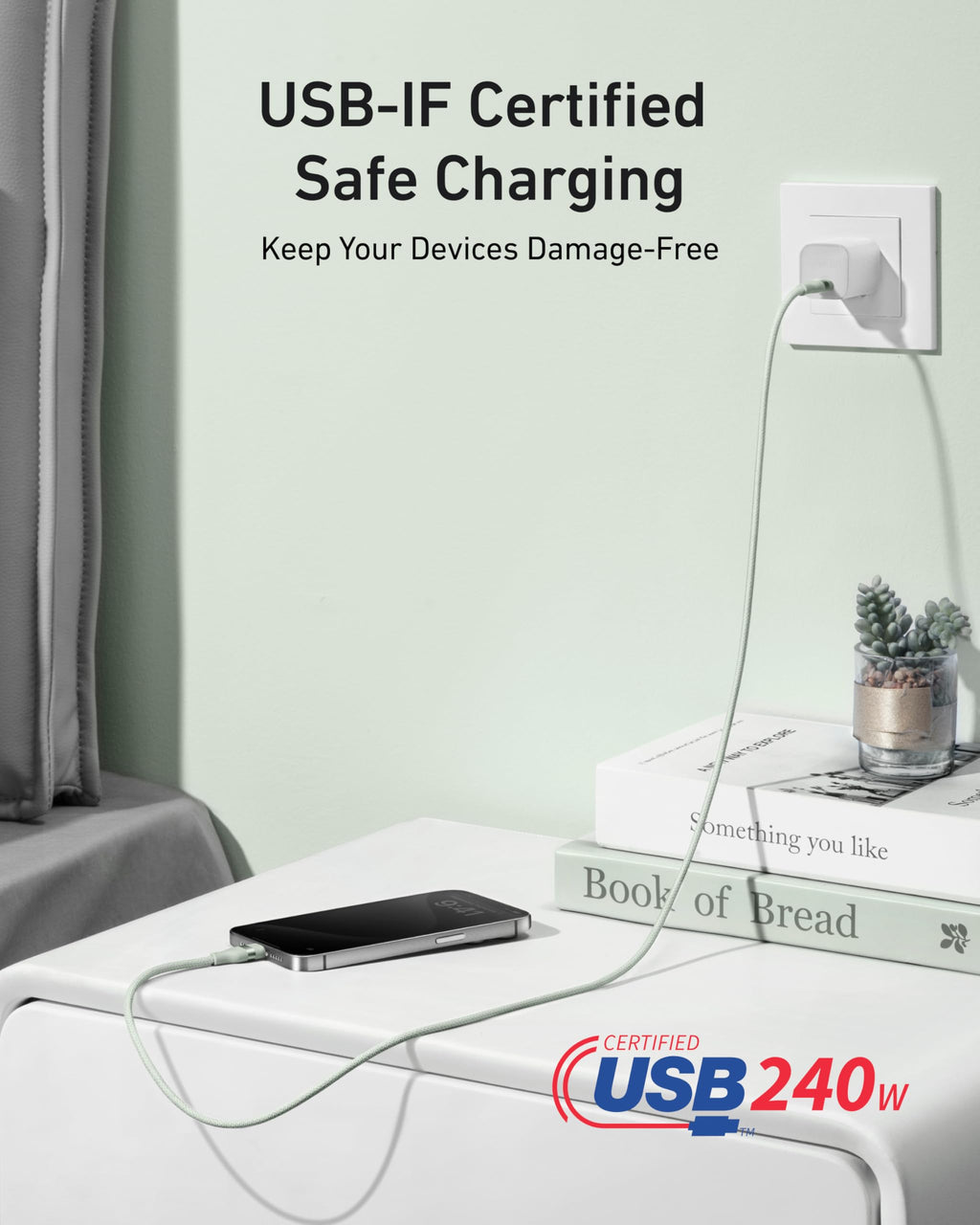Anker USB-C auf USB-C Kabel (0,9 m / 1,8 m, 240W, Geflecht aus recycelten Materialien)