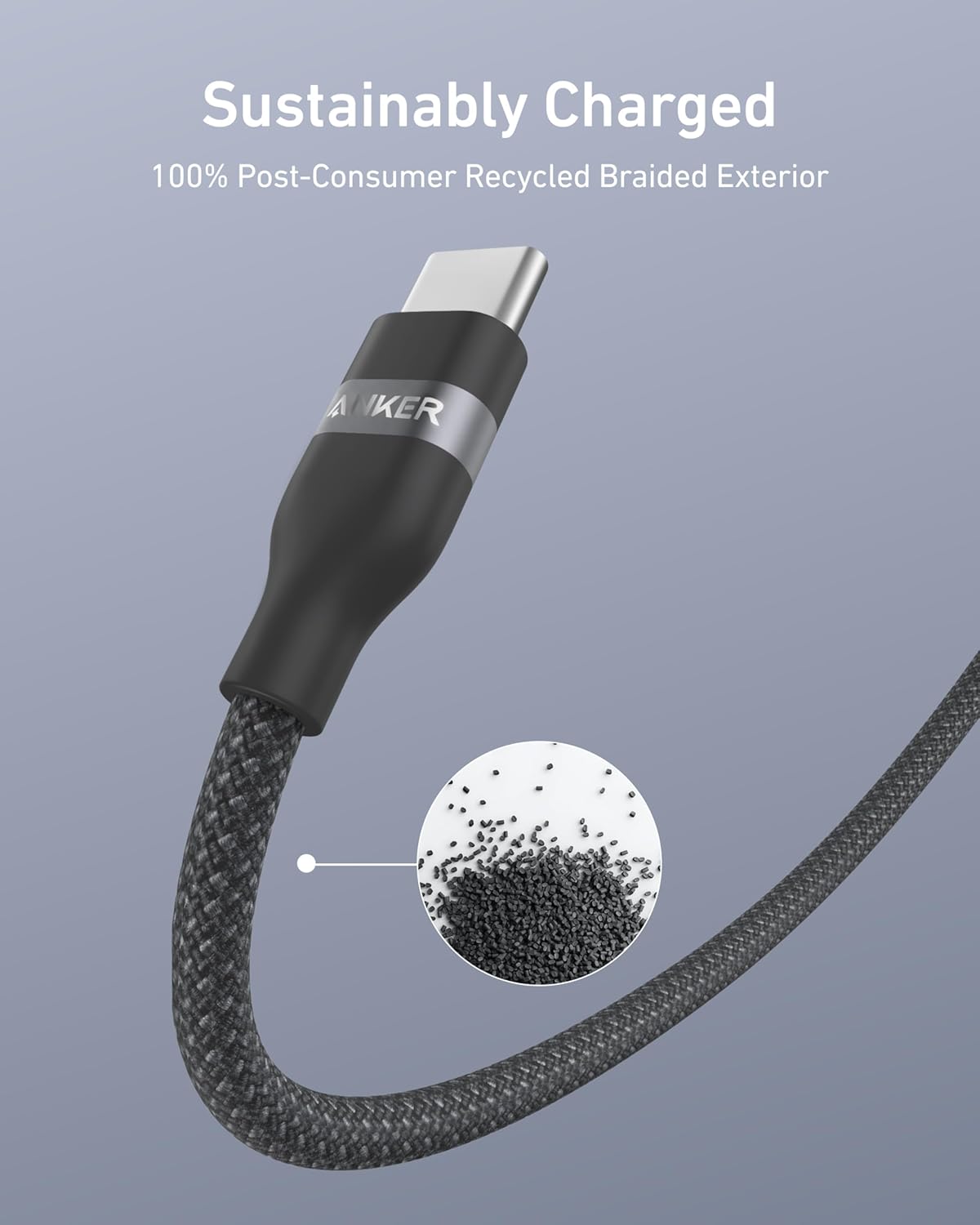 Anker USB-C auf USB-C Kabel (0,9 m / 1,8 m, 240W, Geflecht aus recycelten Materialien)
