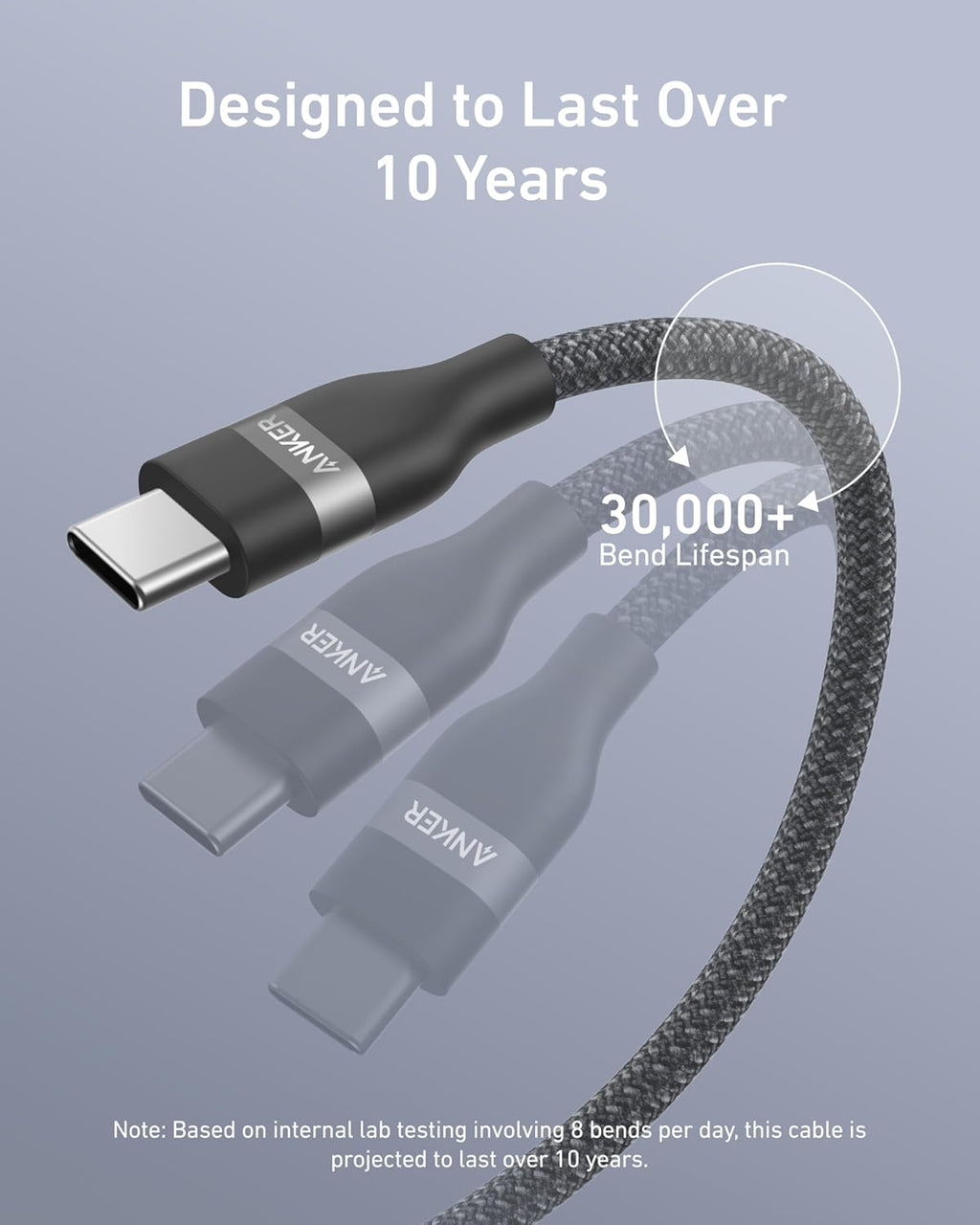 Anker USB-C auf USB-C Kabel (0,9 m / 1,8 m, 240W, Geflecht aus recycelten Materialien)