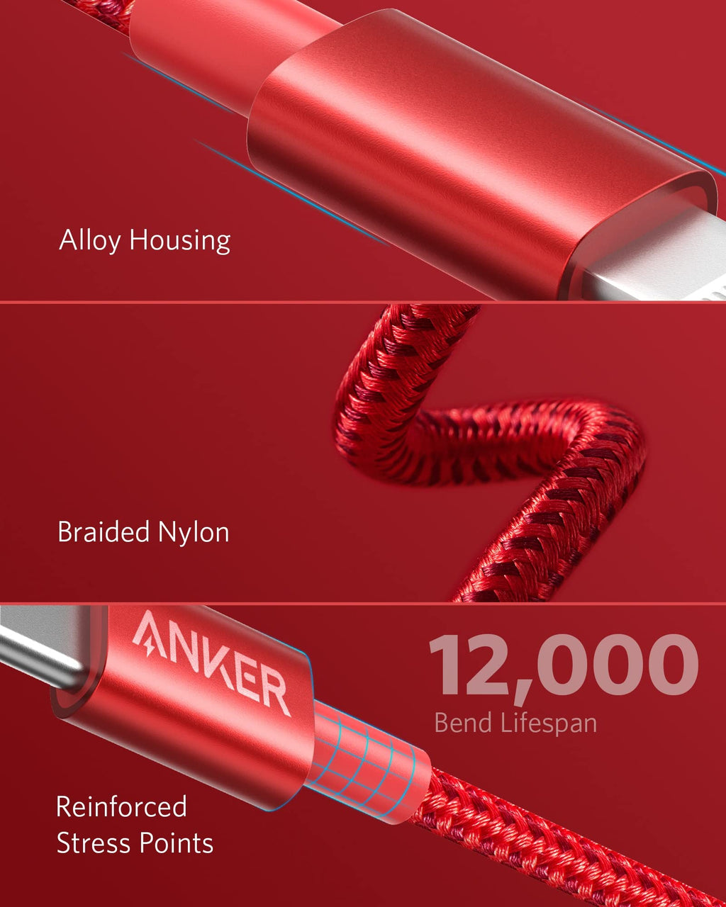 Anker 331 USB-C to Lightning Cable, MFi Certified, Nylon Braided, Fast Charge for iPhone, 1ft / 6ft / 10ft