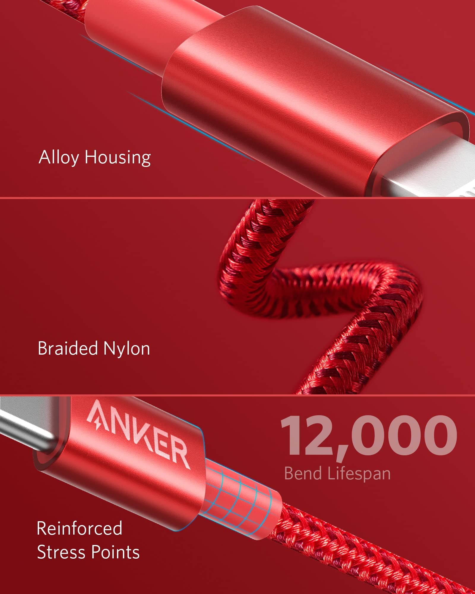 Anker 331 USB-C to Lightning Cable, MFi Certified, Nylon Braided, Fast Charge for iPhone, 1ft / 6ft / 10ft