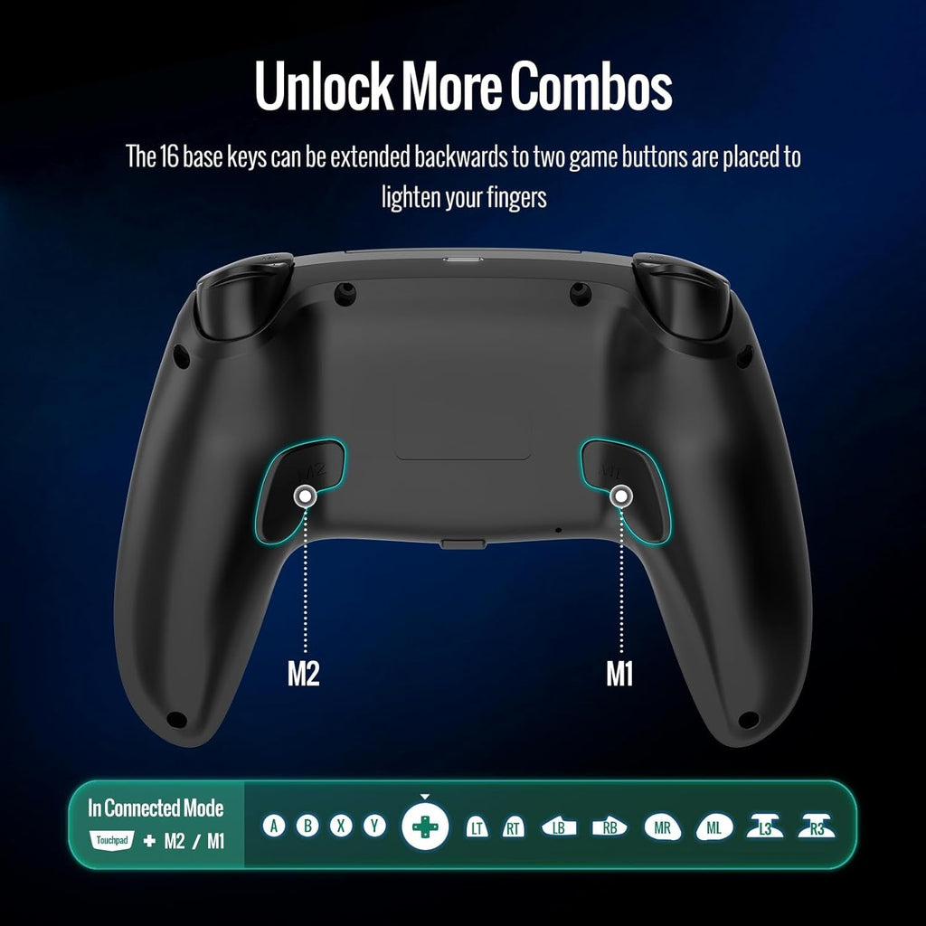 Kabelloser PS5 Controller mit Hall-Effekt-Sticks, RGB-Beleuchtung, Bewegungssteuerung, Dual-Vibration für PC