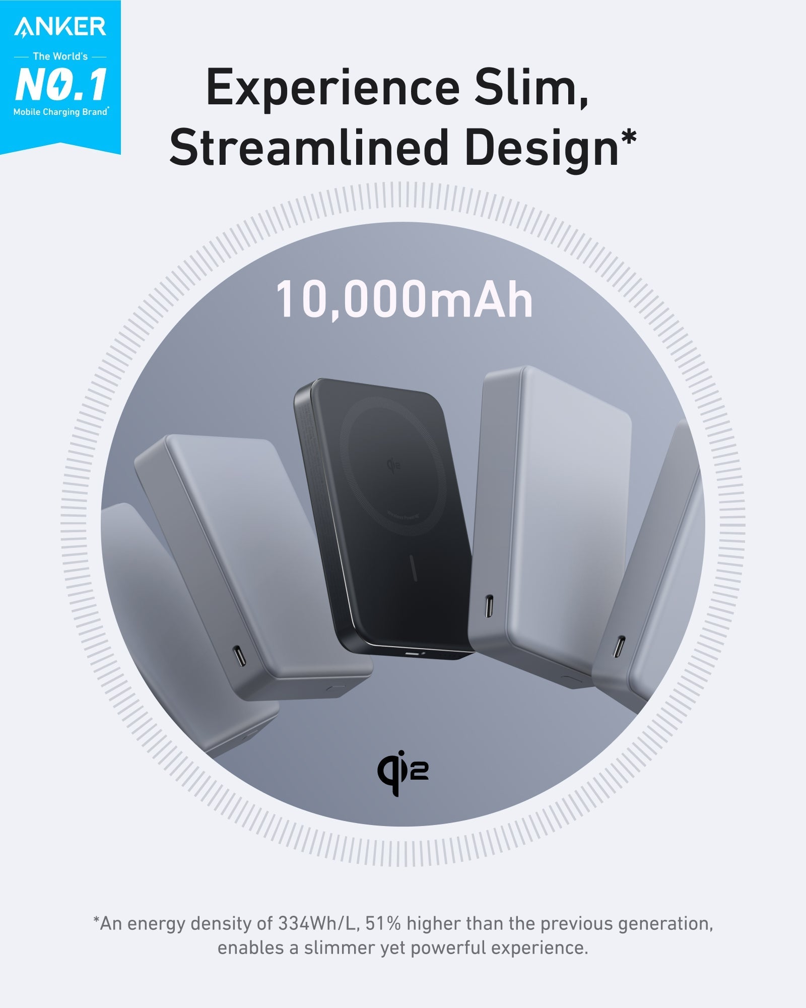 Anker MagGo Power Bank 10K Slim, Qi2 15W Wireless Charging, 10,000mAh, USB-C 30W, MagSafe Compatible for iPhone