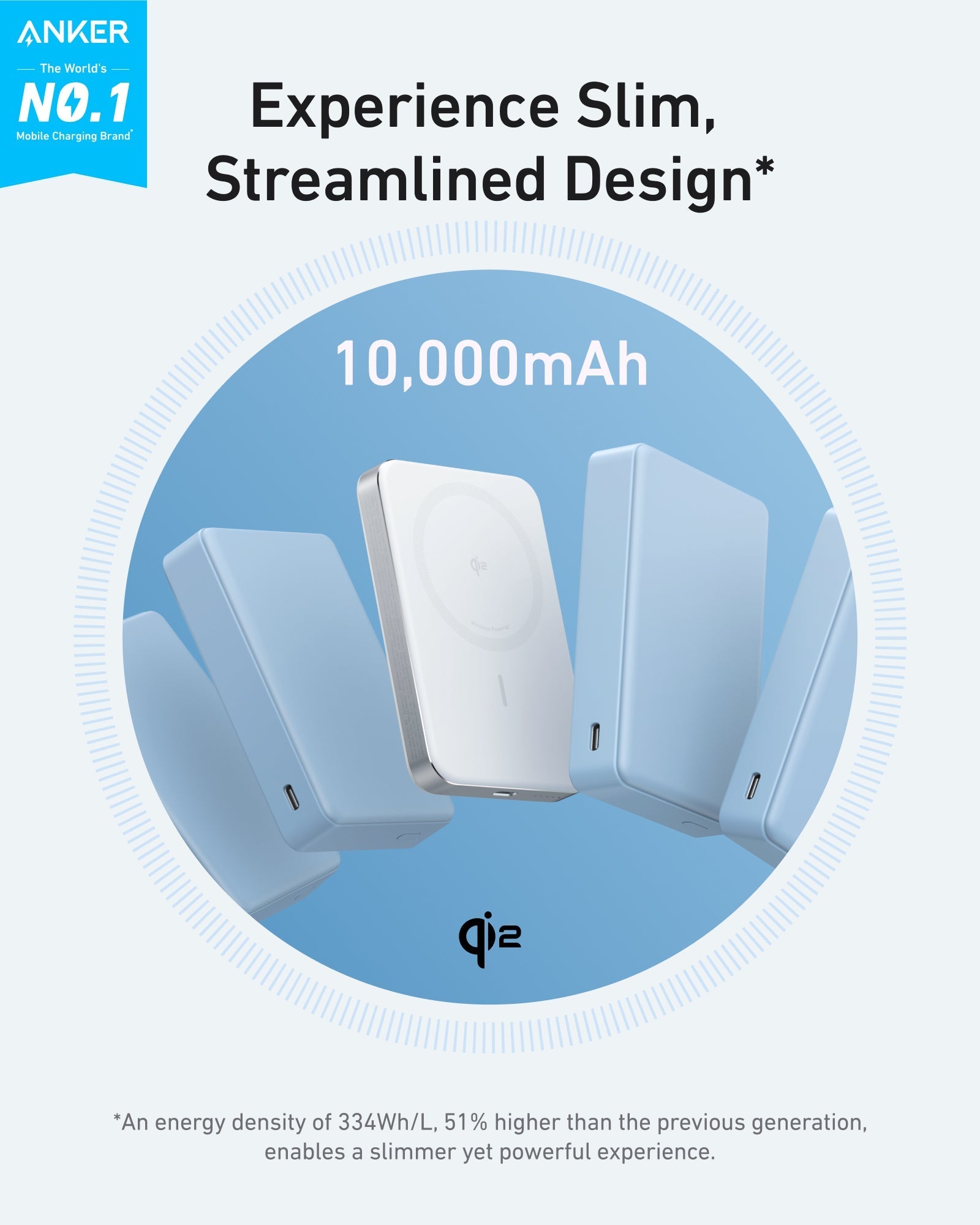 Anker MagGo Power Bank 10K Slim, Qi2 15W Wireless Charging, 10,000mAh, USB-C 30W, MagSafe Compatible for iPhone