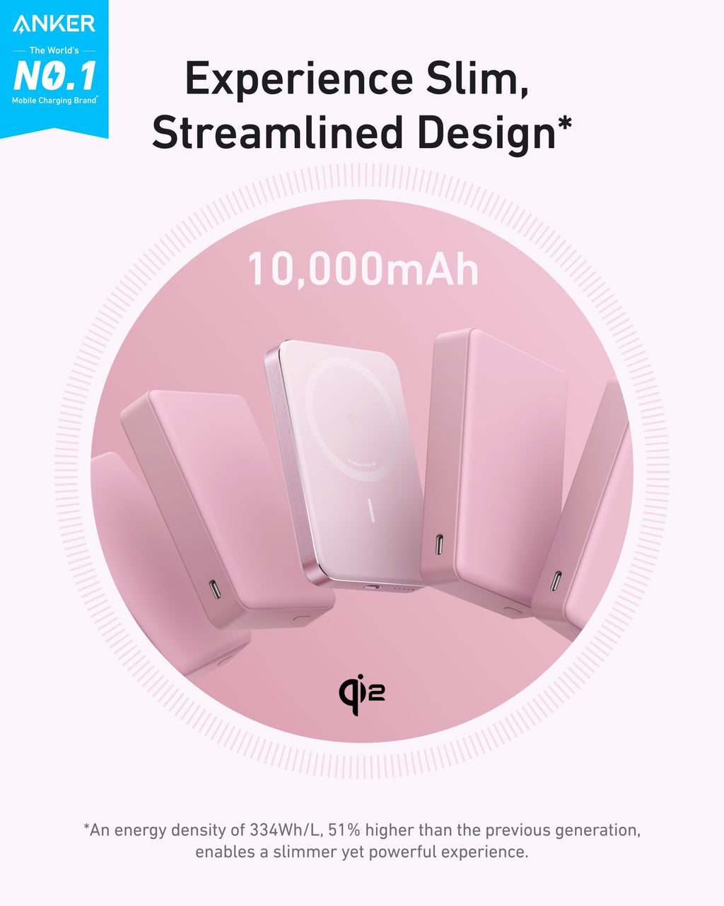 Anker MagGo Power Bank 10K Slim, Qi2 15W Wireless Charging, 10,000mAh, USB-C 30W, MagSafe Compatible for iPhone