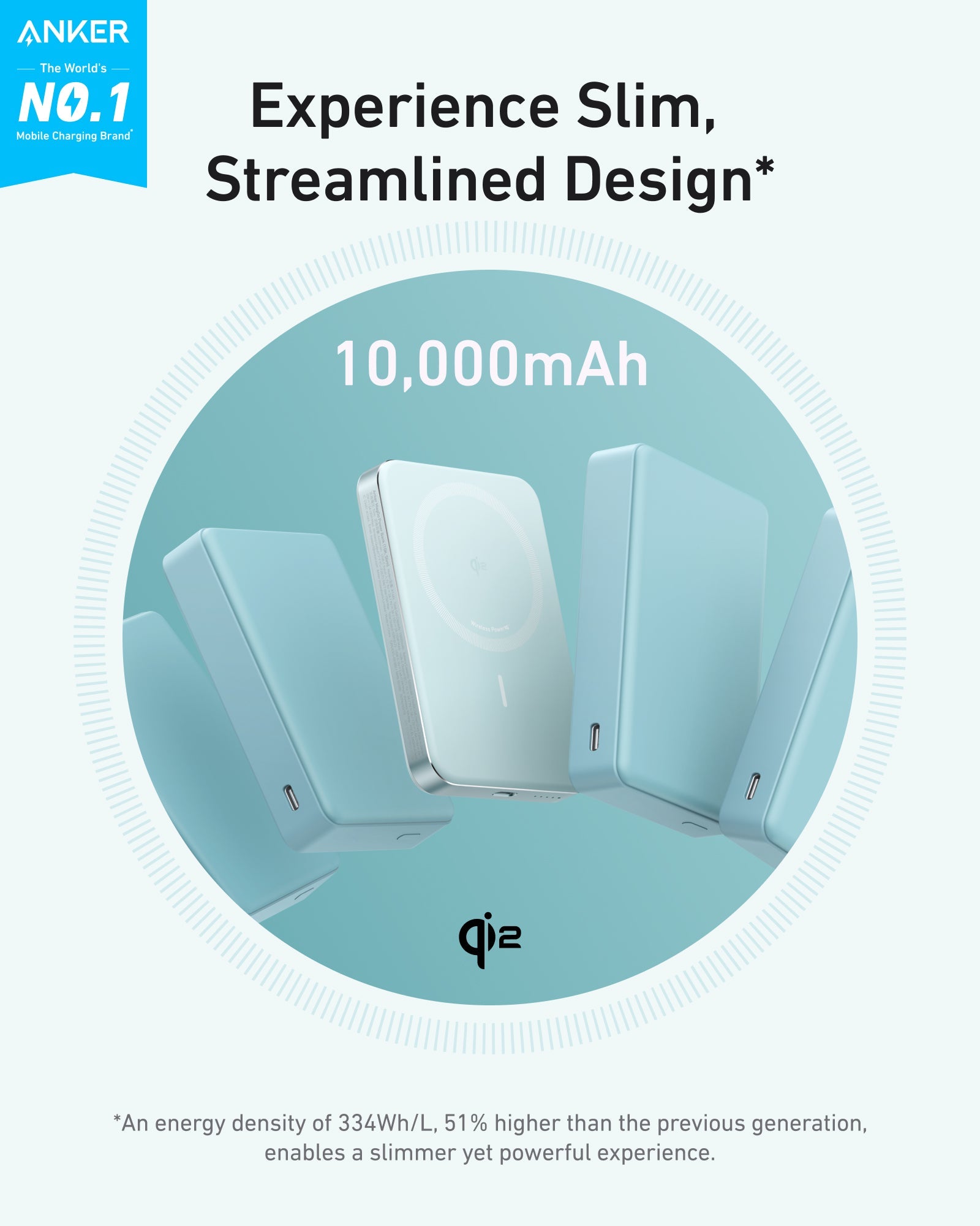 Anker MagGo Power Bank 10K Slim, Qi2 15W Wireless Charging, 10,000mAh, USB-C 30W, MagSafe Compatible for iPhone
