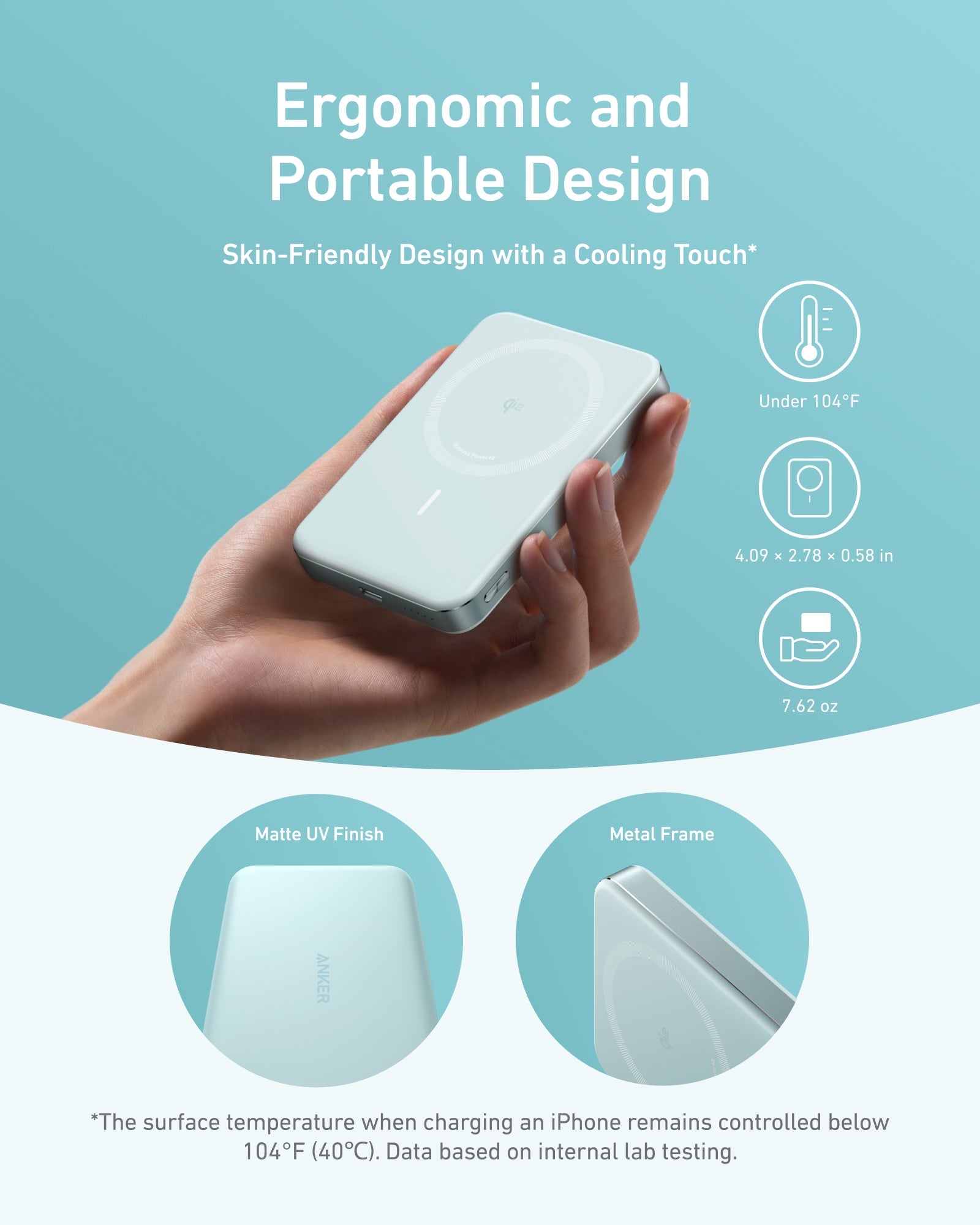Anker MagGo Power Bank 10K Slim, Qi2 15W Wireless Charging, 10,000mAh, USB-C 30W, MagSafe Compatible for iPhone