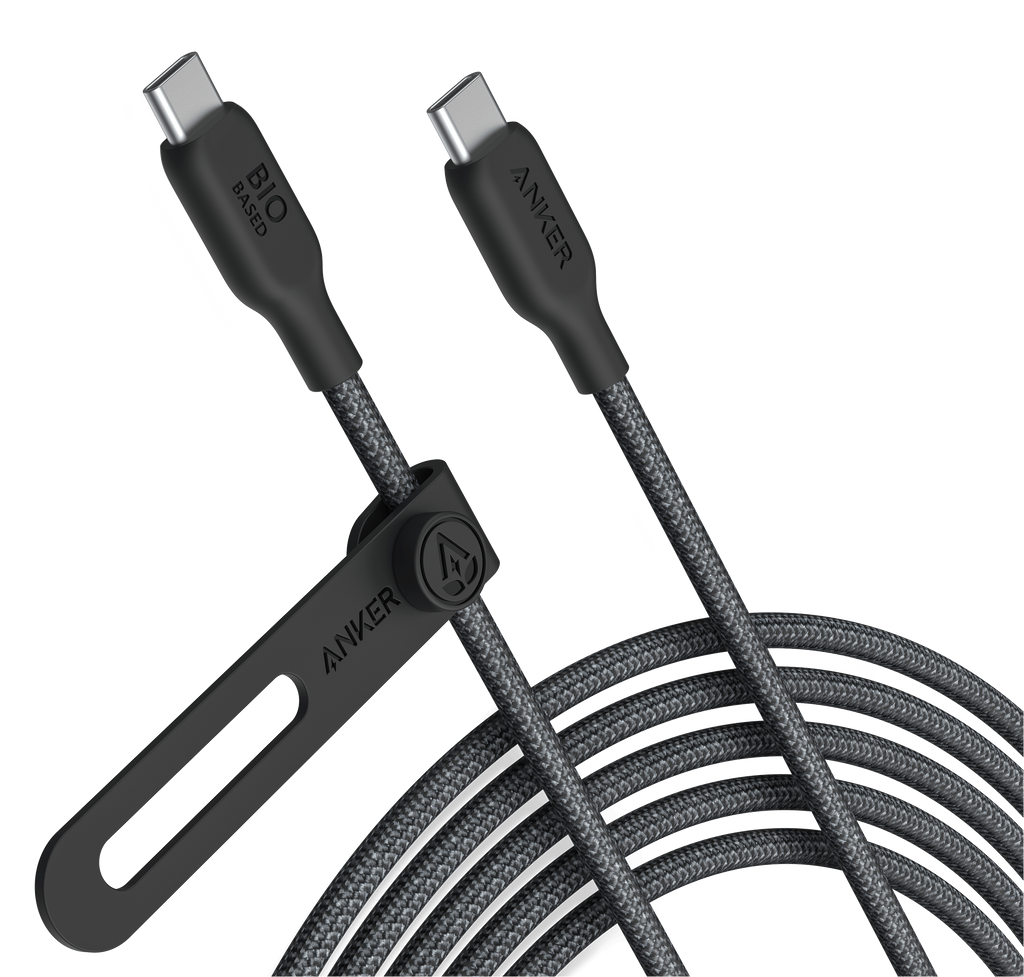 Anker USB-C cable with two connectors on a transparent background