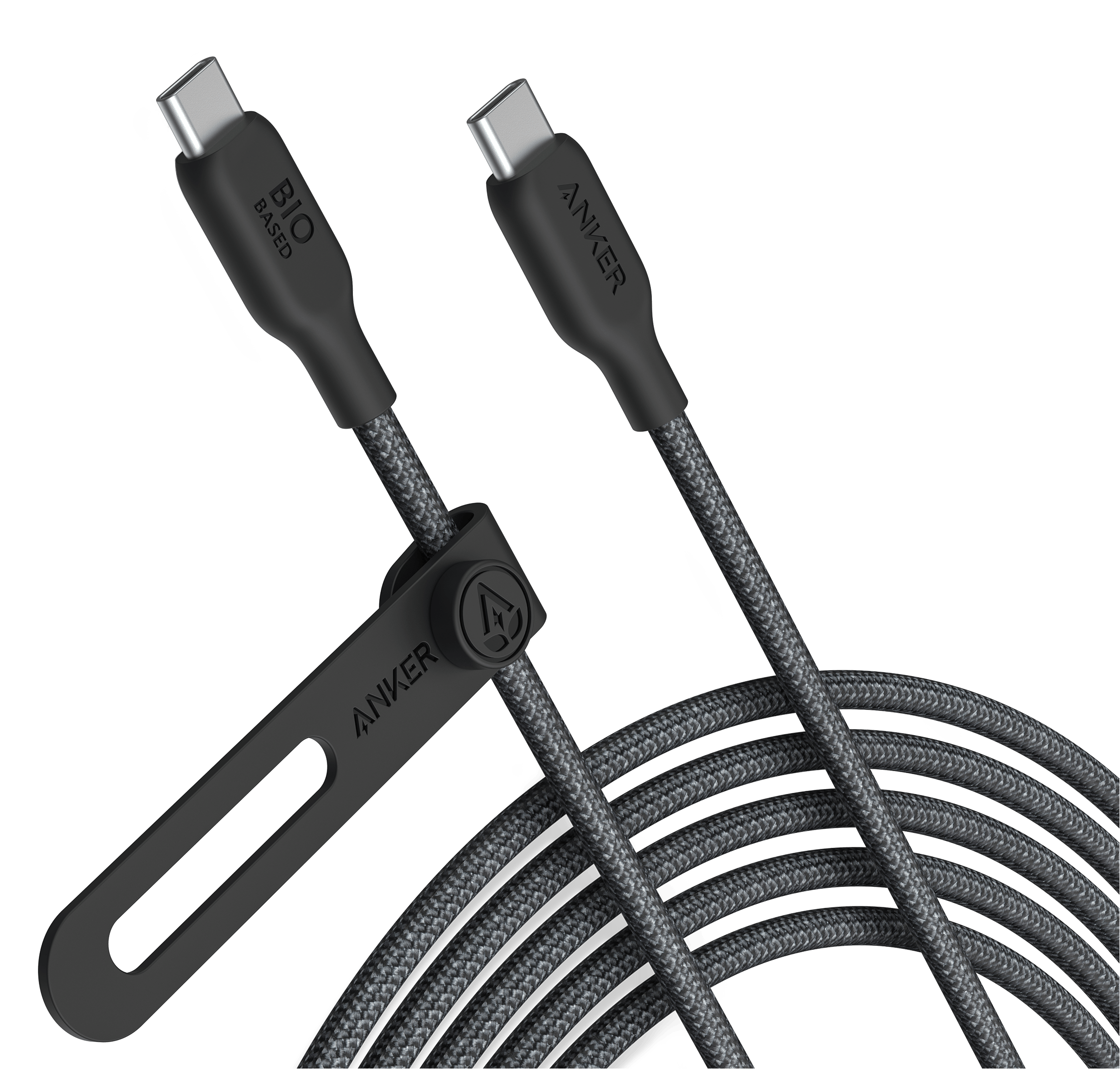 Anker USB-C cable with two connectors on a transparent background