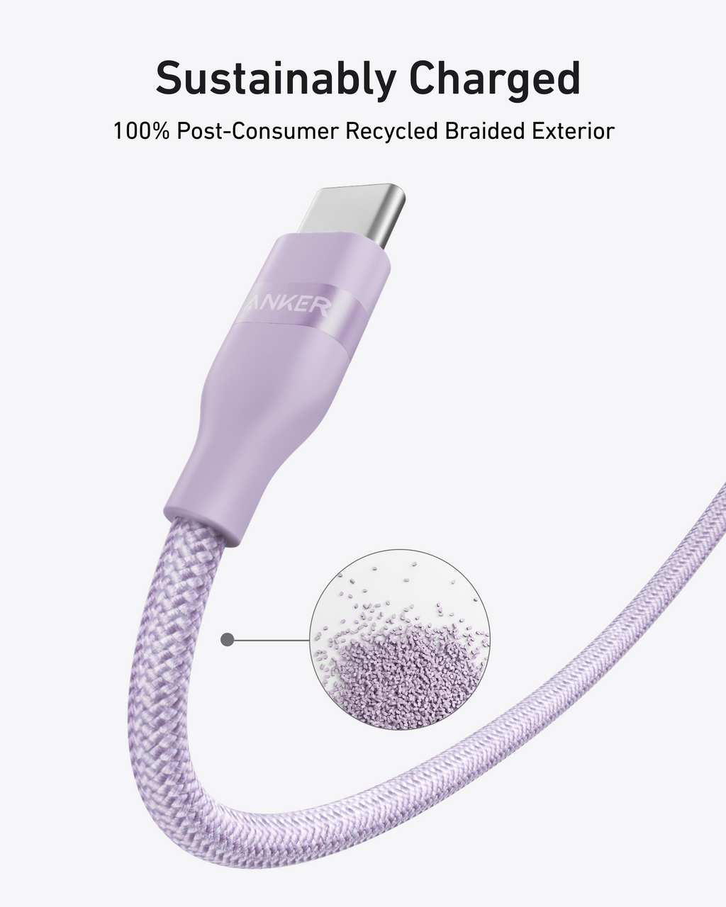 Anker USB-C auf USB-C Kabel (0,9 m / 1,8 m, 240W, Geflecht aus recycelten Materialien)