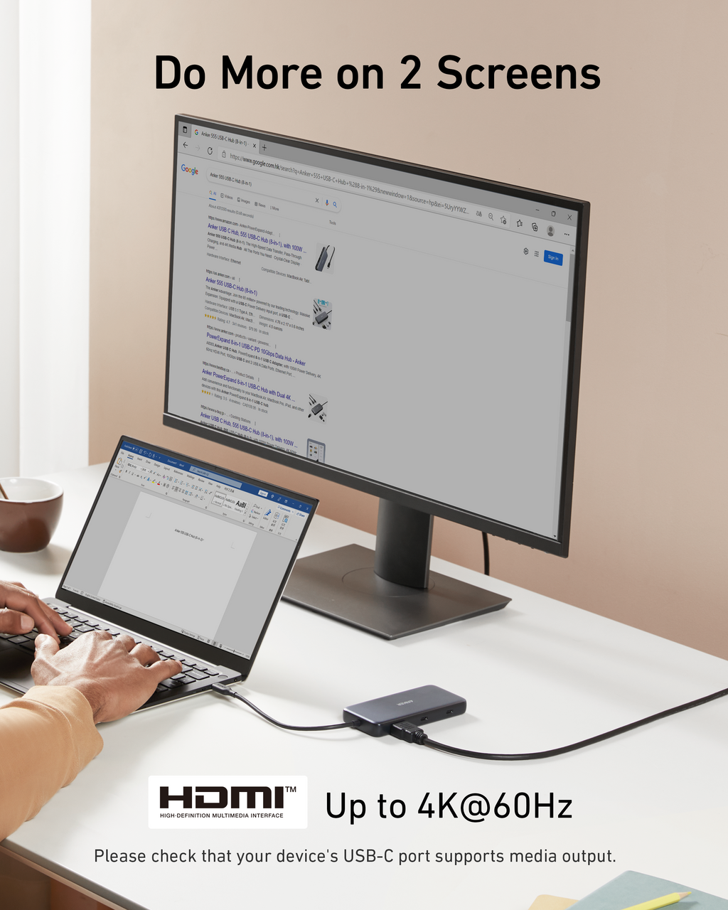 Anker 555 USB-C Hub — 8-in-1 with 4K HDMI & 85W Charging
