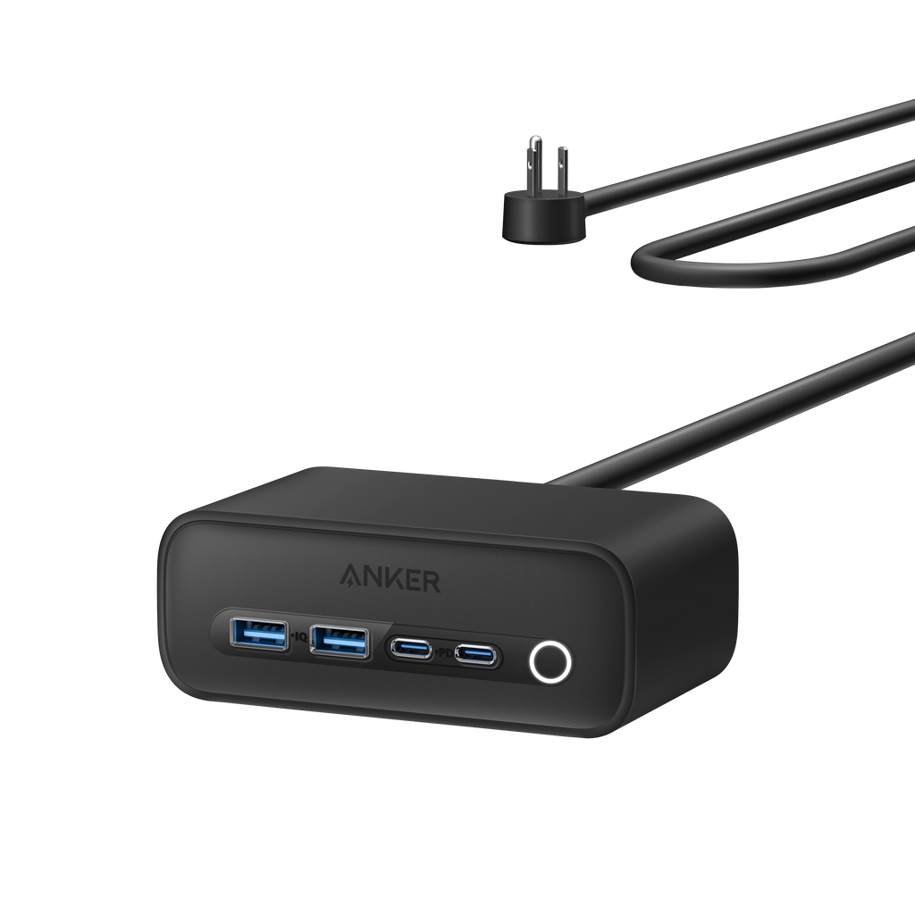 Anker 525 Charging Station, 7-in-1 Power Strip with 3 AC Outlets, 2 USB-C & 2 USB-A Fast Charge Ports, ActiveShield 2.0, Desktop Charger for Home Office