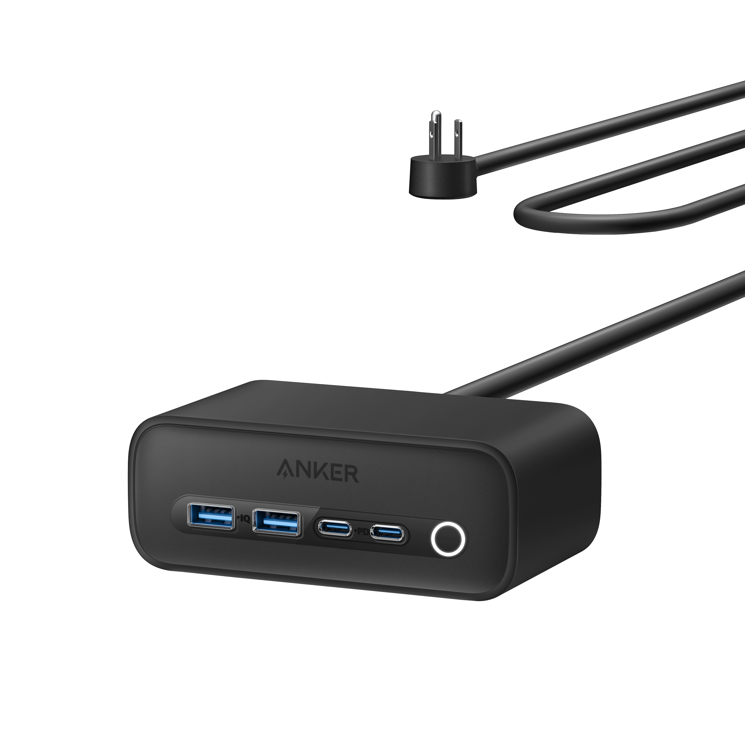 Anker 525 Charging Station, 7-in-1 Power Strip with 3 AC Outlets, 2 USB-C & 2 USB-A Fast Charge Ports, ActiveShield 2.0, Desktop Charger for Home Office