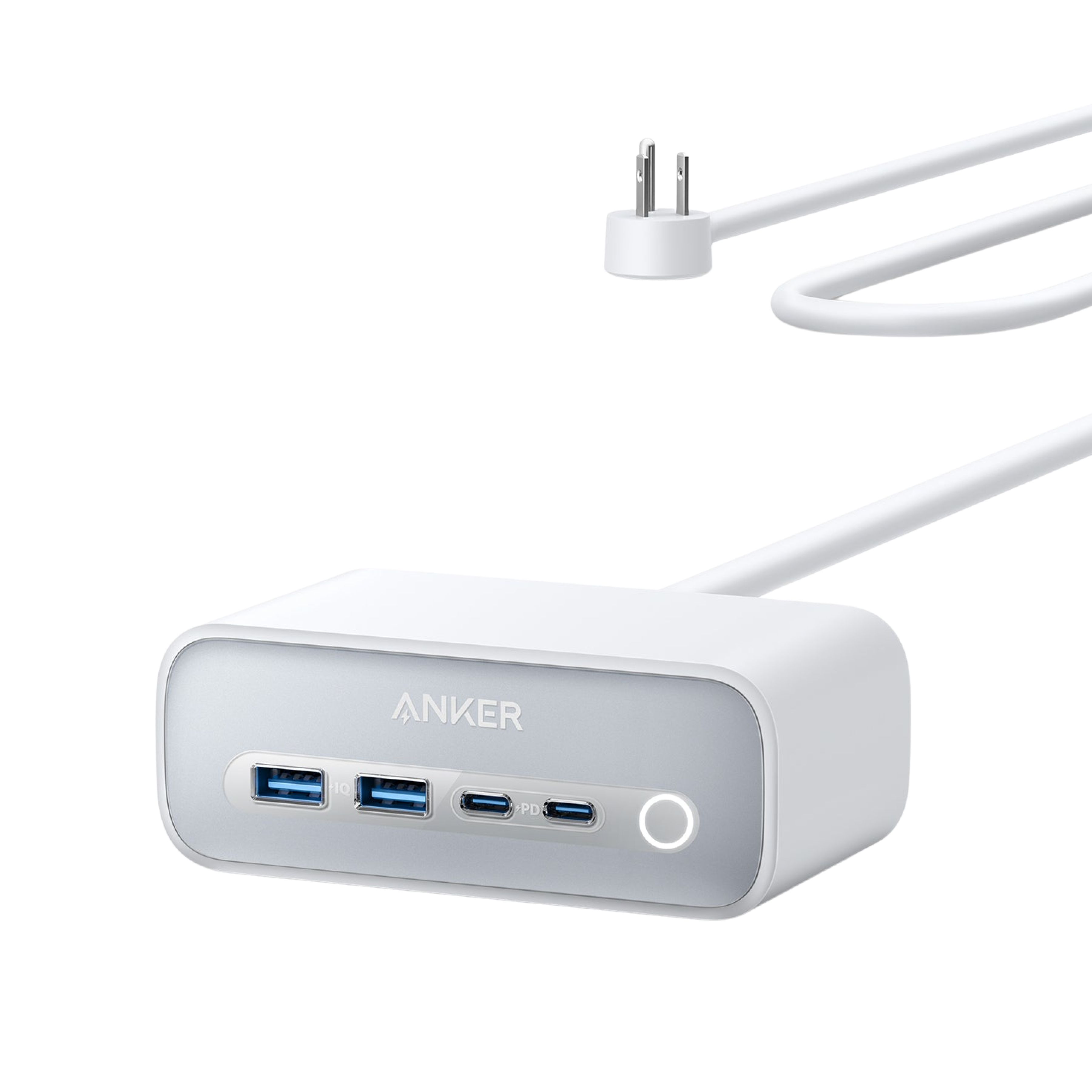 Anker 525 Charging Station, 7-in-1 Power Strip with 3 AC Outlets, 2 USB-C & 2 USB-A Fast Charge Ports, ActiveShield 2.0, Desktop Charger for Home Office