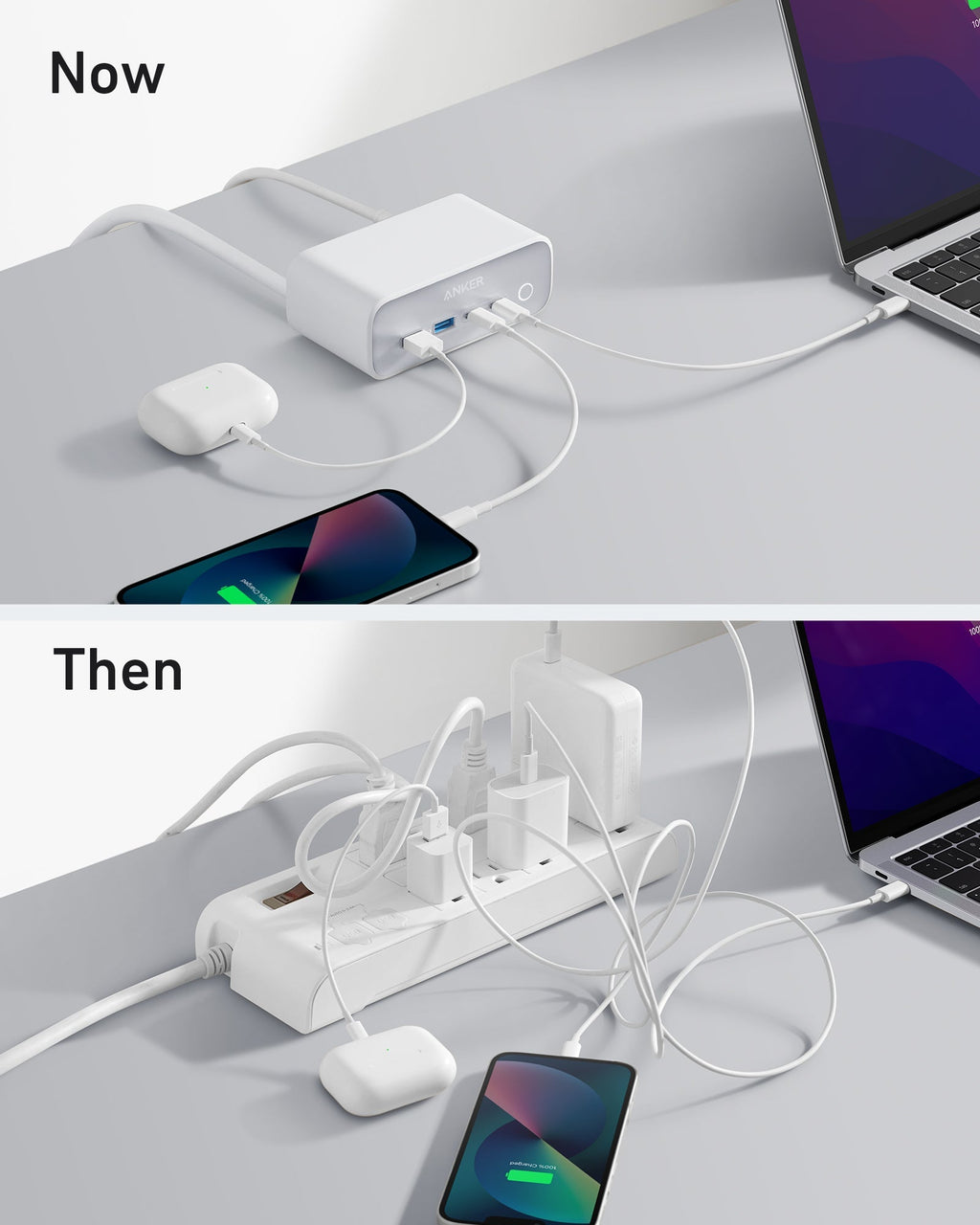 Anker 525 Charging Station, 7-in-1 Power Strip with 3 AC Outlets, 2 USB-C & 2 USB-A Fast Charge Ports, ActiveShield 2.0, Desktop Charger for Home Office