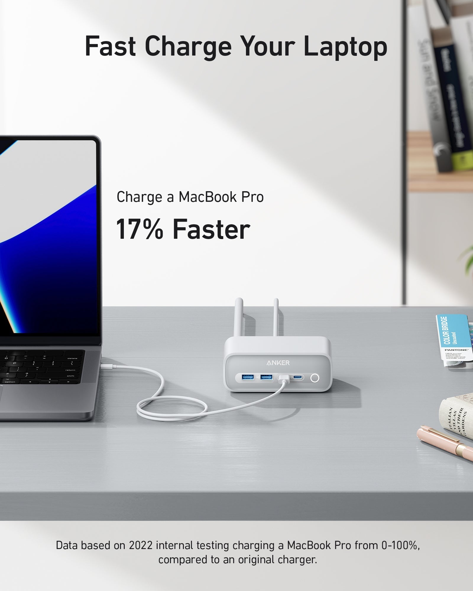 Anker 525 Charging Station, 7-in-1 Power Strip with 3 AC Outlets, 2 USB-C & 2 USB-A Fast Charge Ports, ActiveShield 2.0, Desktop Charger for Home Office