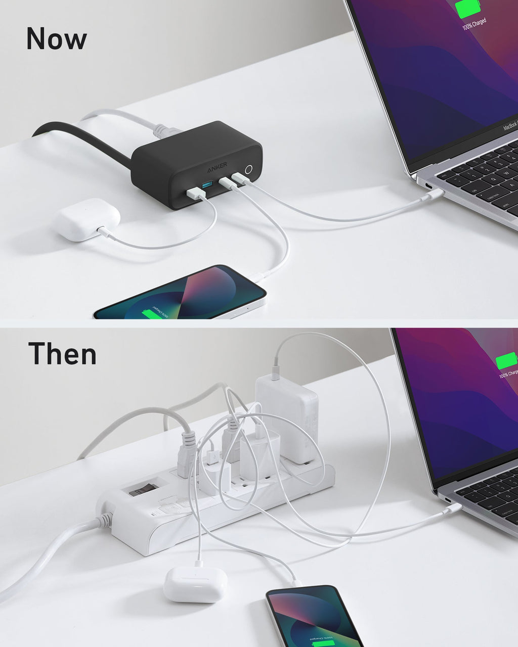 Anker 525 Charging Station, 7-in-1 Power Strip with 3 AC Outlets, 2 USB-C & 2 USB-A Fast Charge Ports, ActiveShield 2.0, Desktop Charger for Home Office