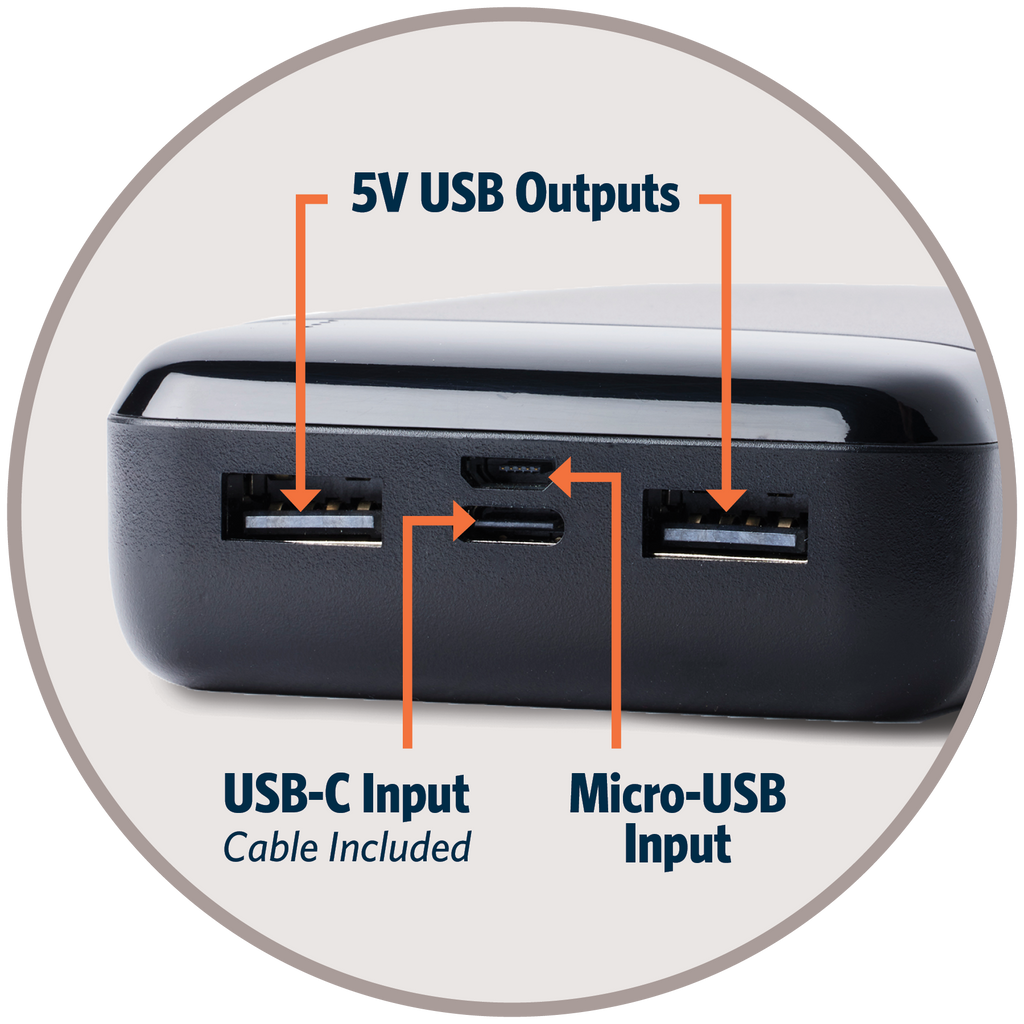 USB-C & USB-A Power Bank Spare Hüga Battery 10-20mAh