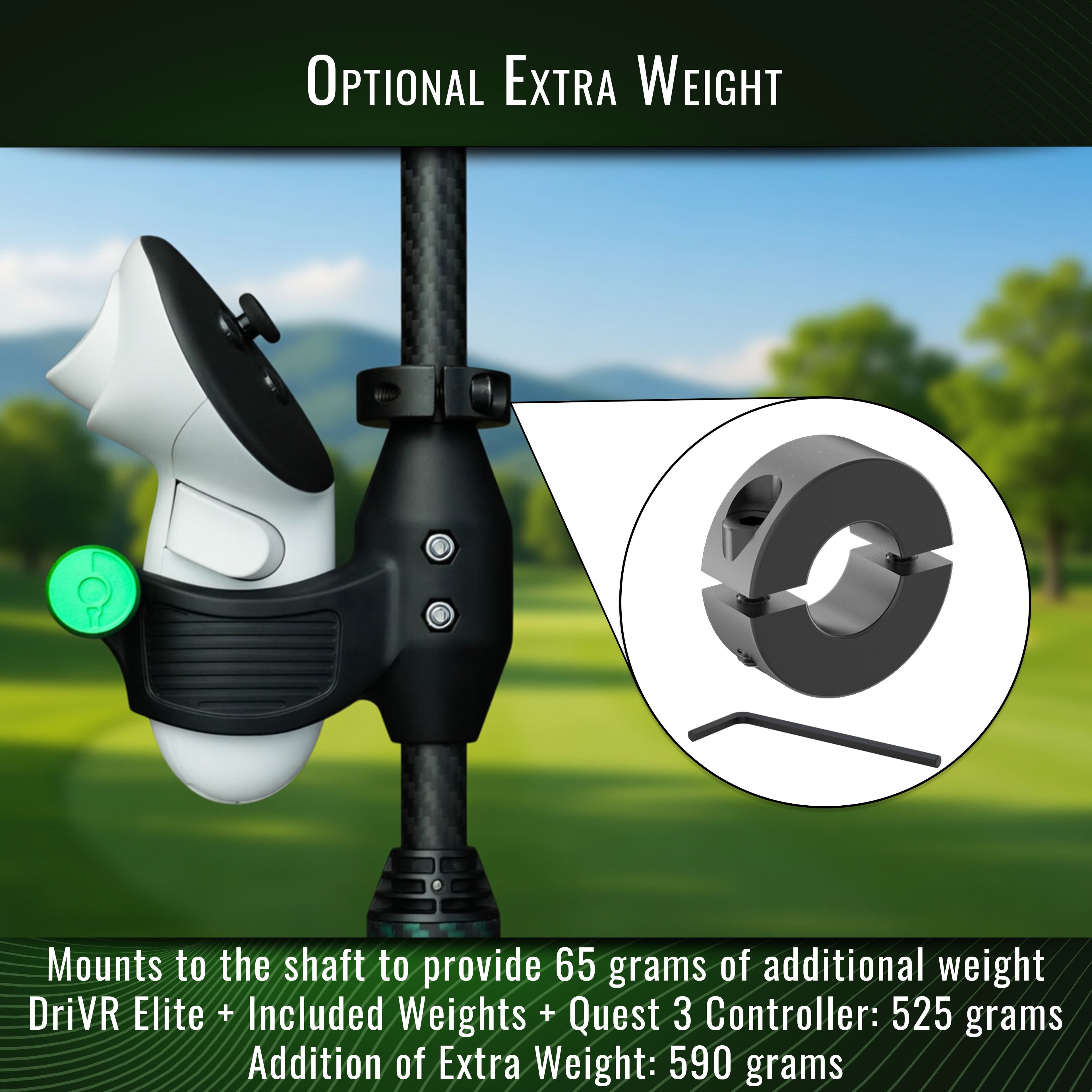 DriVR Elite VR Golf Club – Adjustable Weighted Handle for Meta Quest 2, 3, 3s & Pro