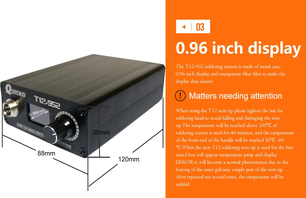 QUICKO T12-952 OLED Soldering Station - STC Digital Temperature Control