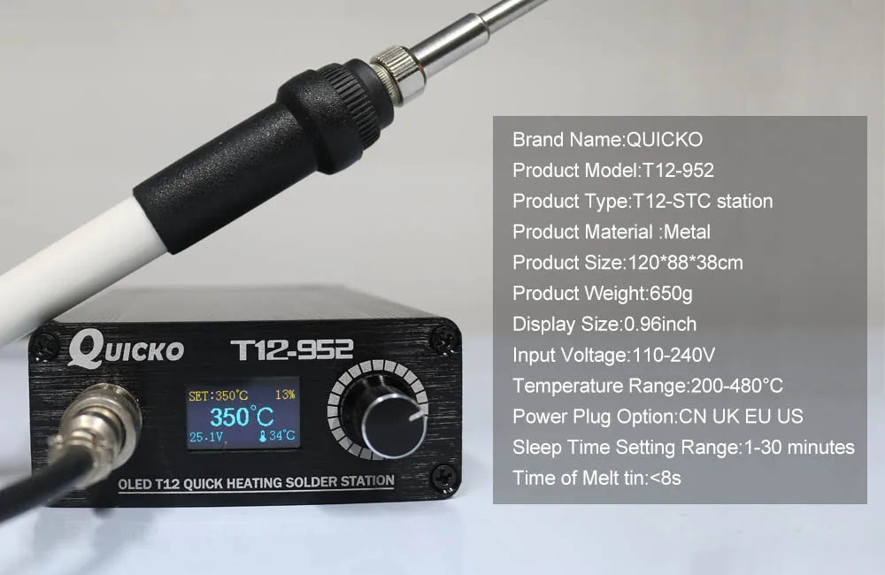 QUICKO T12-952 OLED Soldering Station - STC Digital Temperature Control