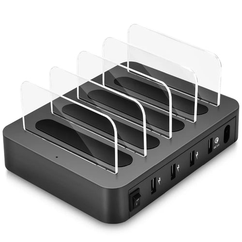 4-Port 24W USB Charging Station Dock — Desktop Multi-Device Phone Charger