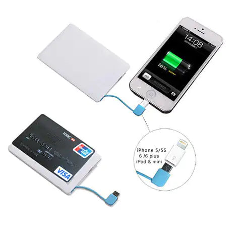 Slim Pocket Charger — Built-In Cable, 2200mAh