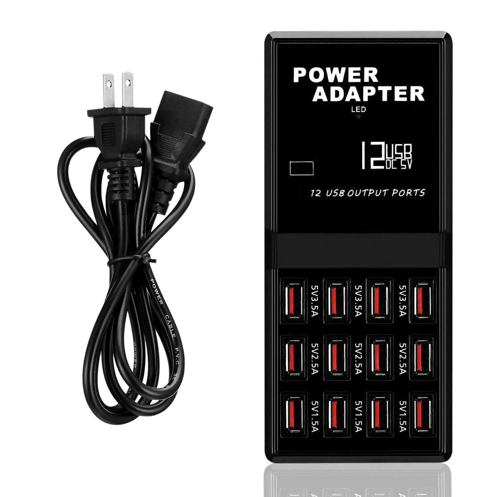 12-Port USB Charging Station Hub — Desktop & Wall Phone Charger Organizer