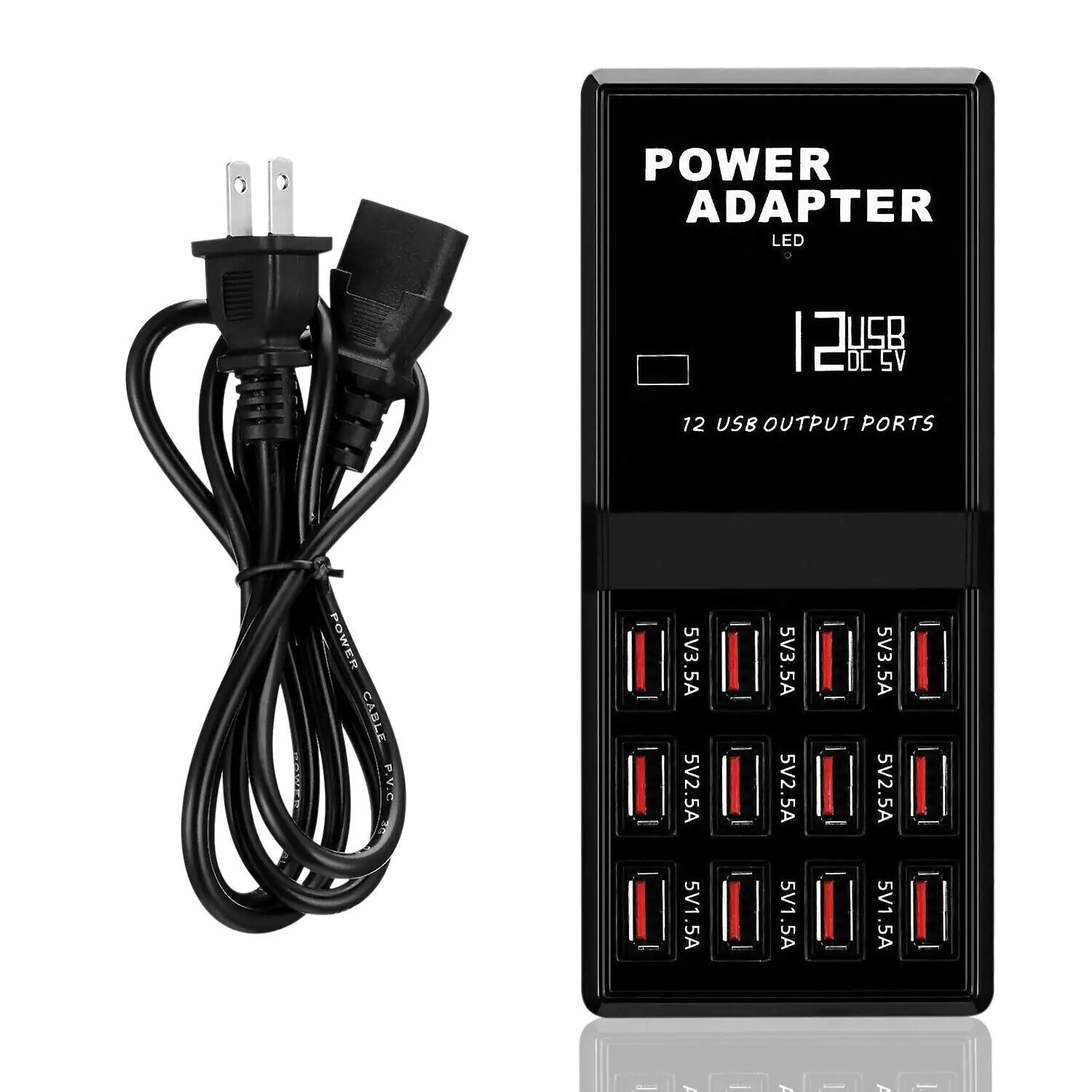 12-Port USB Charging Station Hub — Desktop & Wall Phone Charger Organizer