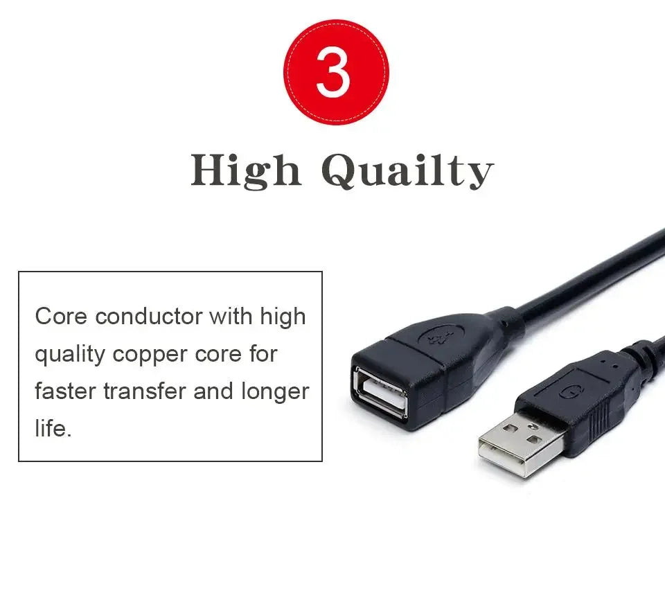 1/2Pcs USB 2.0 Cable Extension Cable 0.6m/1m/1.5m Wire Data Transmission Line Superhighspeed Data Extension Cable For Projector