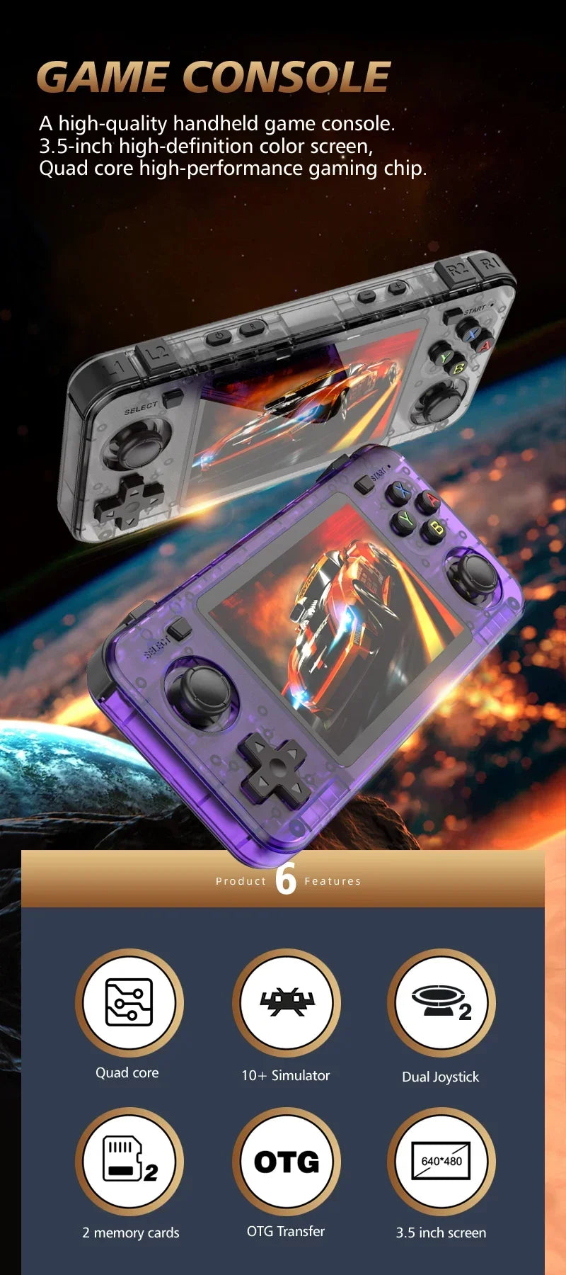 BOYHOM R36H Retro Handheld Game Console – 15,000+ Games, 3.5" IPS, Linux ArkOS