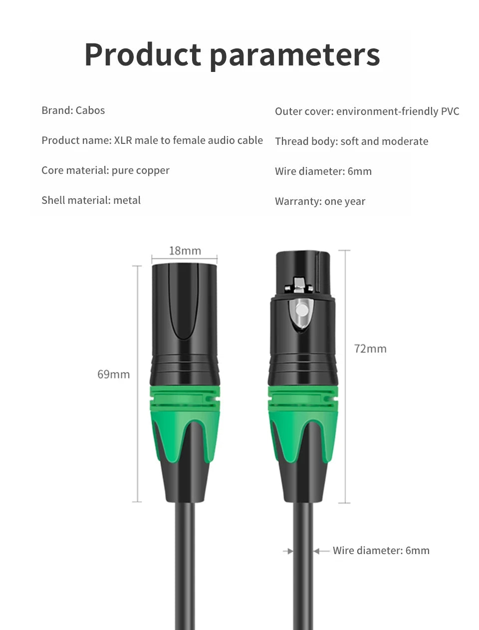 XLR Male to Female Balanced Audio Cable | Microphone & Mixer Extension