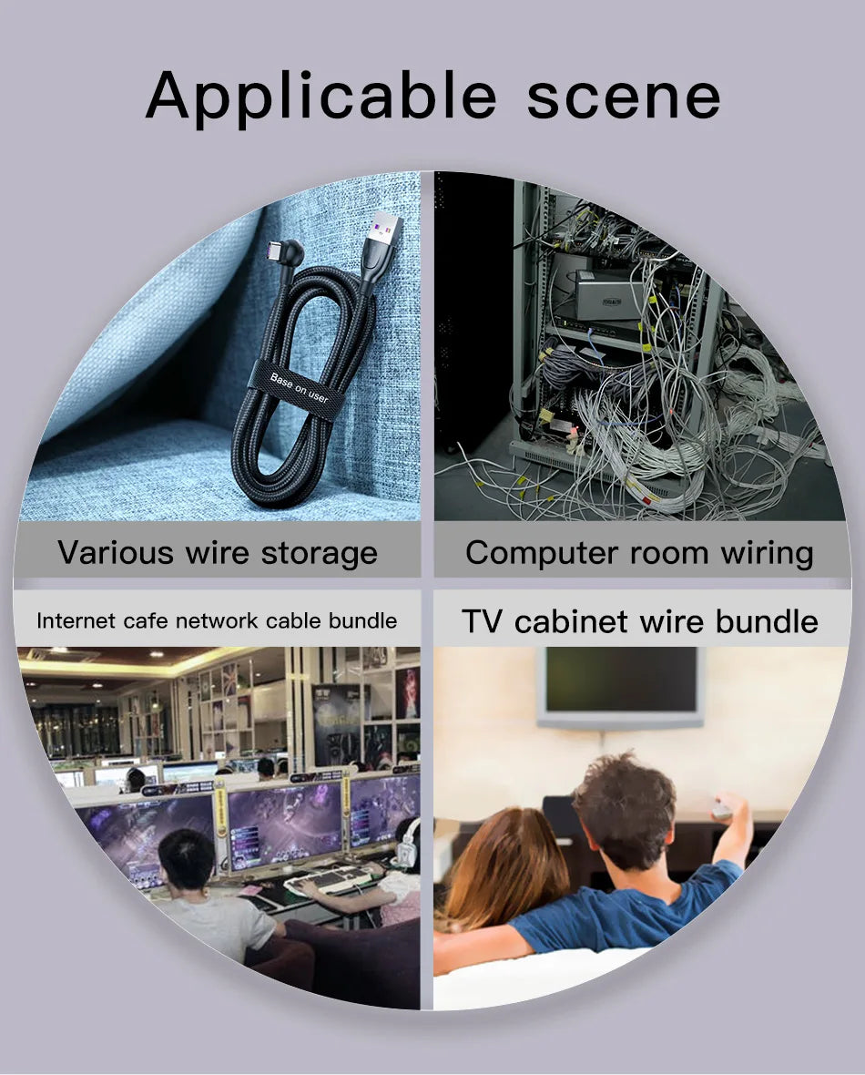 Baseus Velcro Cable Straps — Reusable Nylon Cable Ties & Organizer Clips