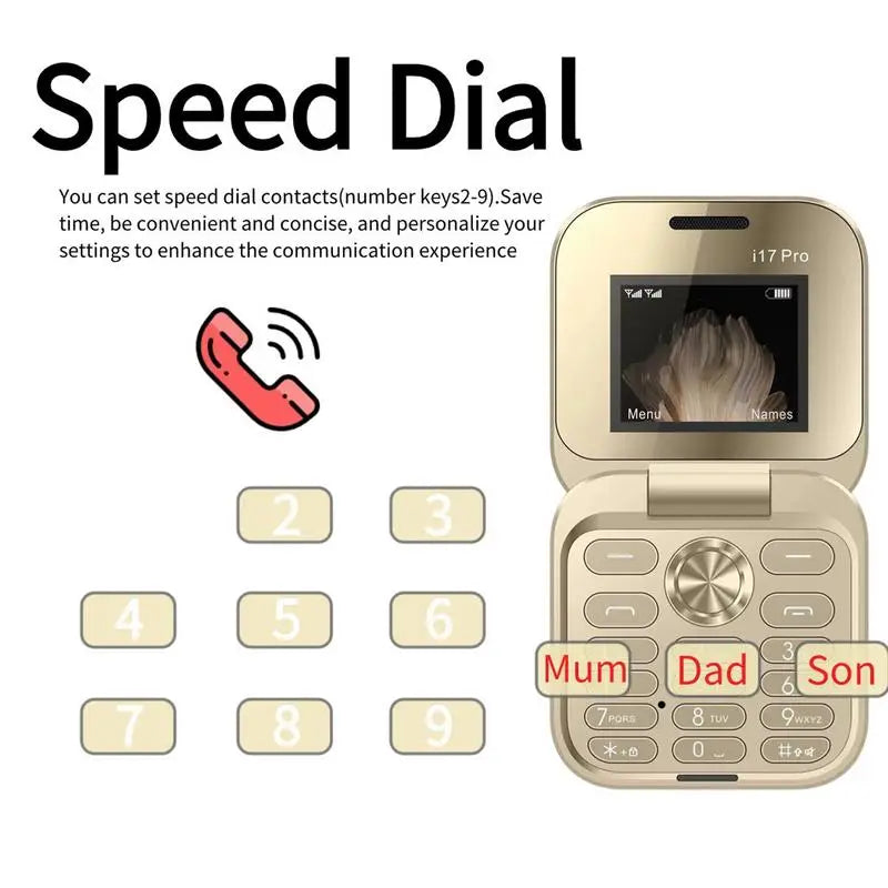 Mini Foldable Phone for Seniors | 2G GSM Dual SIM Clamshell Mobile